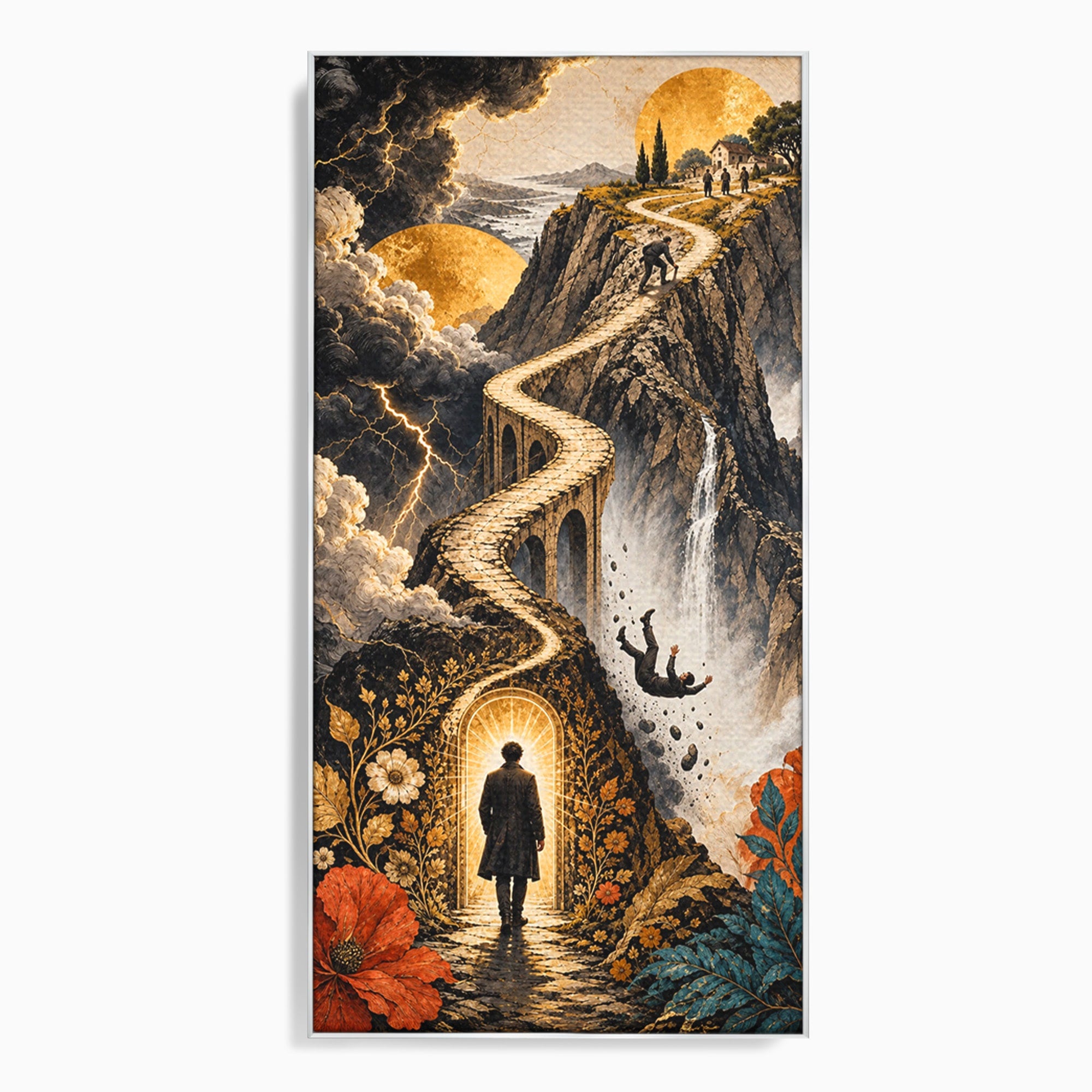 Tablou Canvas Premium LuxCanva® U1035, Drumul Spre Necunoscut, Peisaj, Pod, Calatorie, Fantezie, Living, Mister, Culori Vibrante