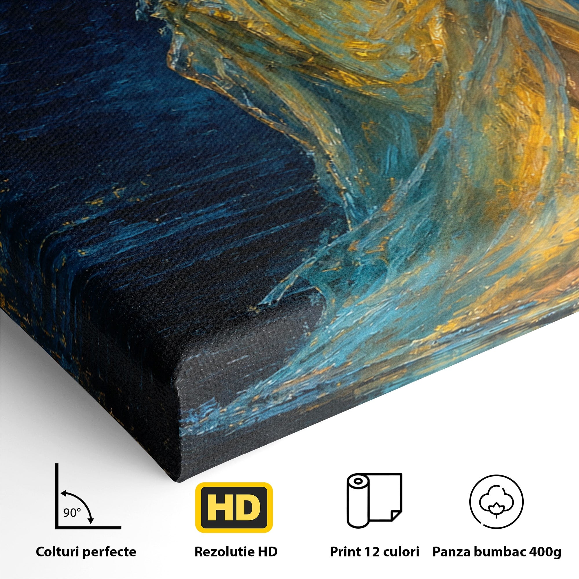 Tablou Canvas Premium LuxCanva® U1036, Fata Luminata, Reflexie, Noapte, Fata, Lumina, Dormitor, Culori Vibrante