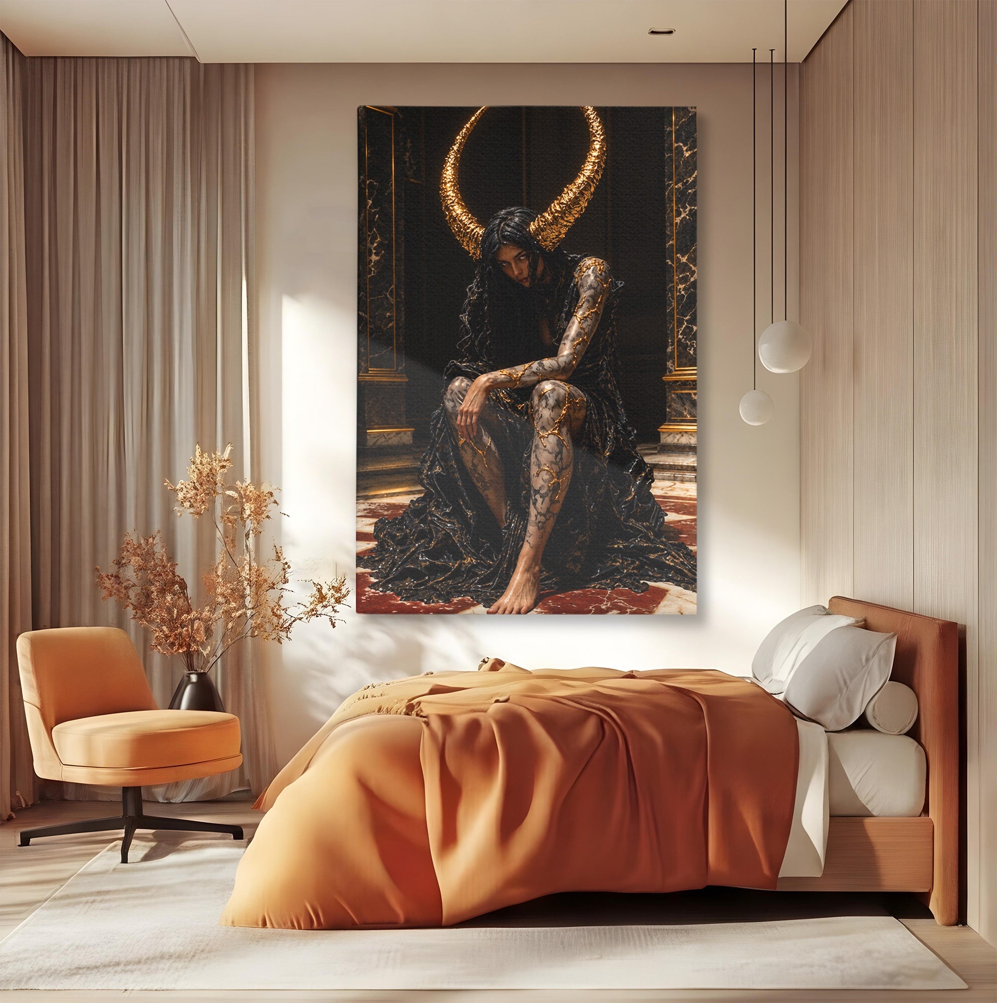 Tablou Canvas Premium LuxCanva® U1037, Regina Intunericului, Mistic, Putere,  Regina, Forta, Living, Culori Vibrante