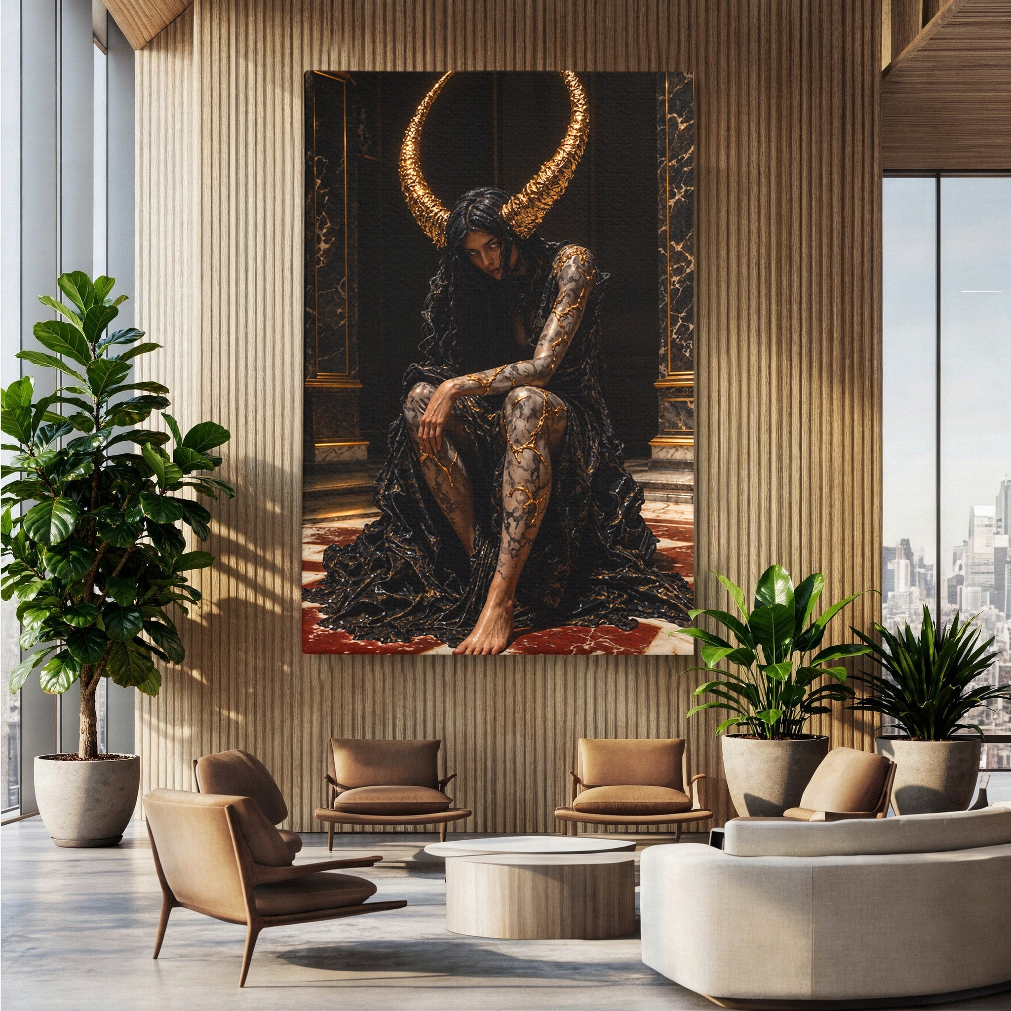 Tablou Canvas Premium LuxCanva® U1037, Regina Intunericului, Mistic, Putere,  Regina, Forta, Living, Culori Vibrante