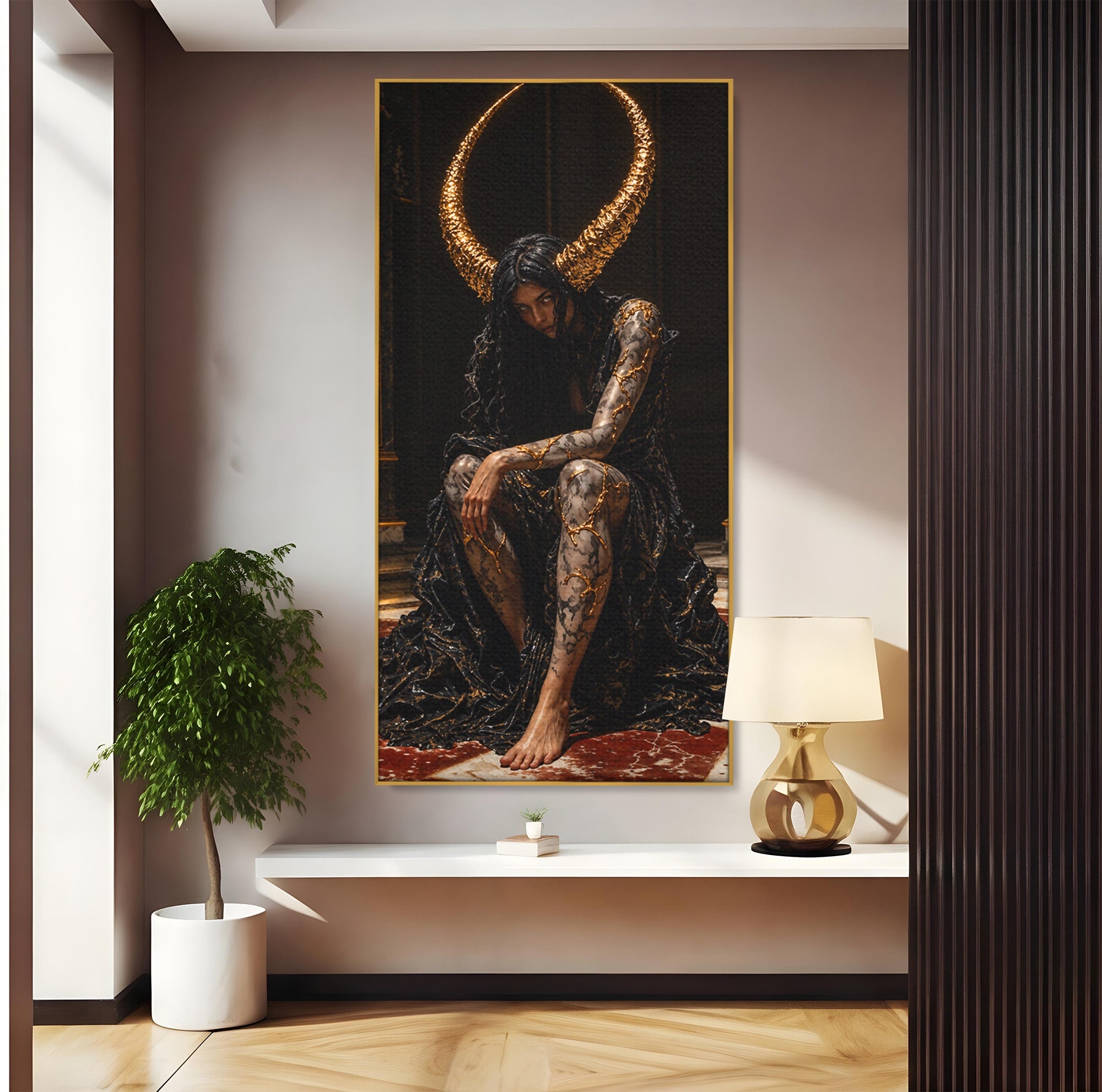 Tablou Canvas Premium LuxCanva® U1037, Regina Intunericului, Mistic, Putere,  Regina, Forta, Living, Culori Vibrante