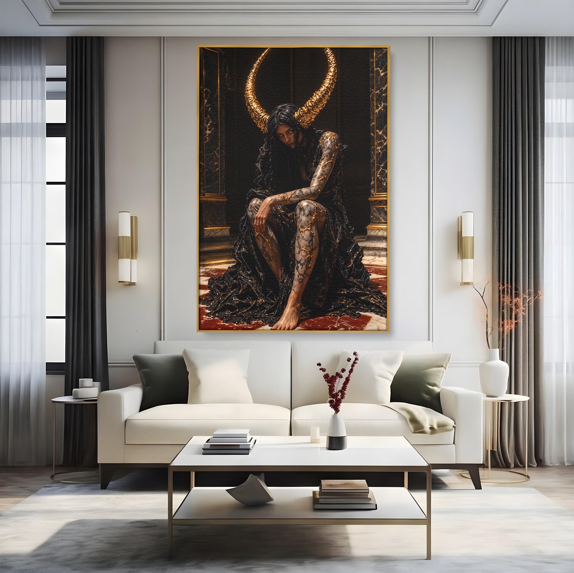 Tablou Canvas Premium LuxCanva® U1037, Regina Intunericului, Mistic, Putere,  Regina, Forta, Living, Culori Vibrante
