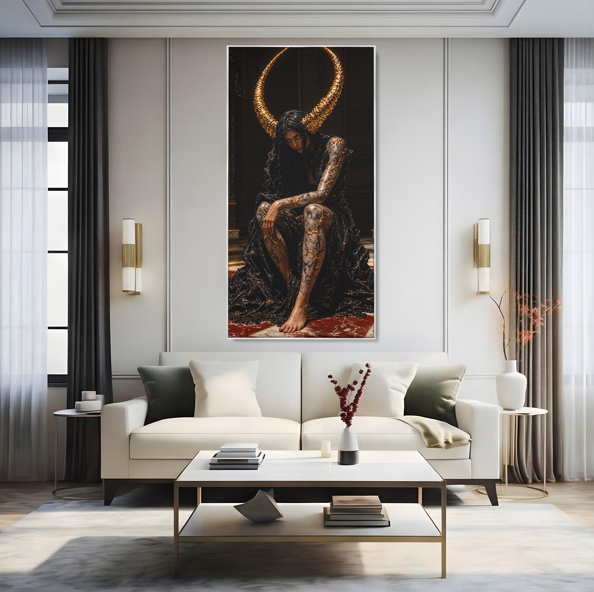 Tablou Canvas Premium LuxCanva® U1037, Regina Intunericului, Mistic, Putere,  Regina, Forta, Living, Culori Vibrante