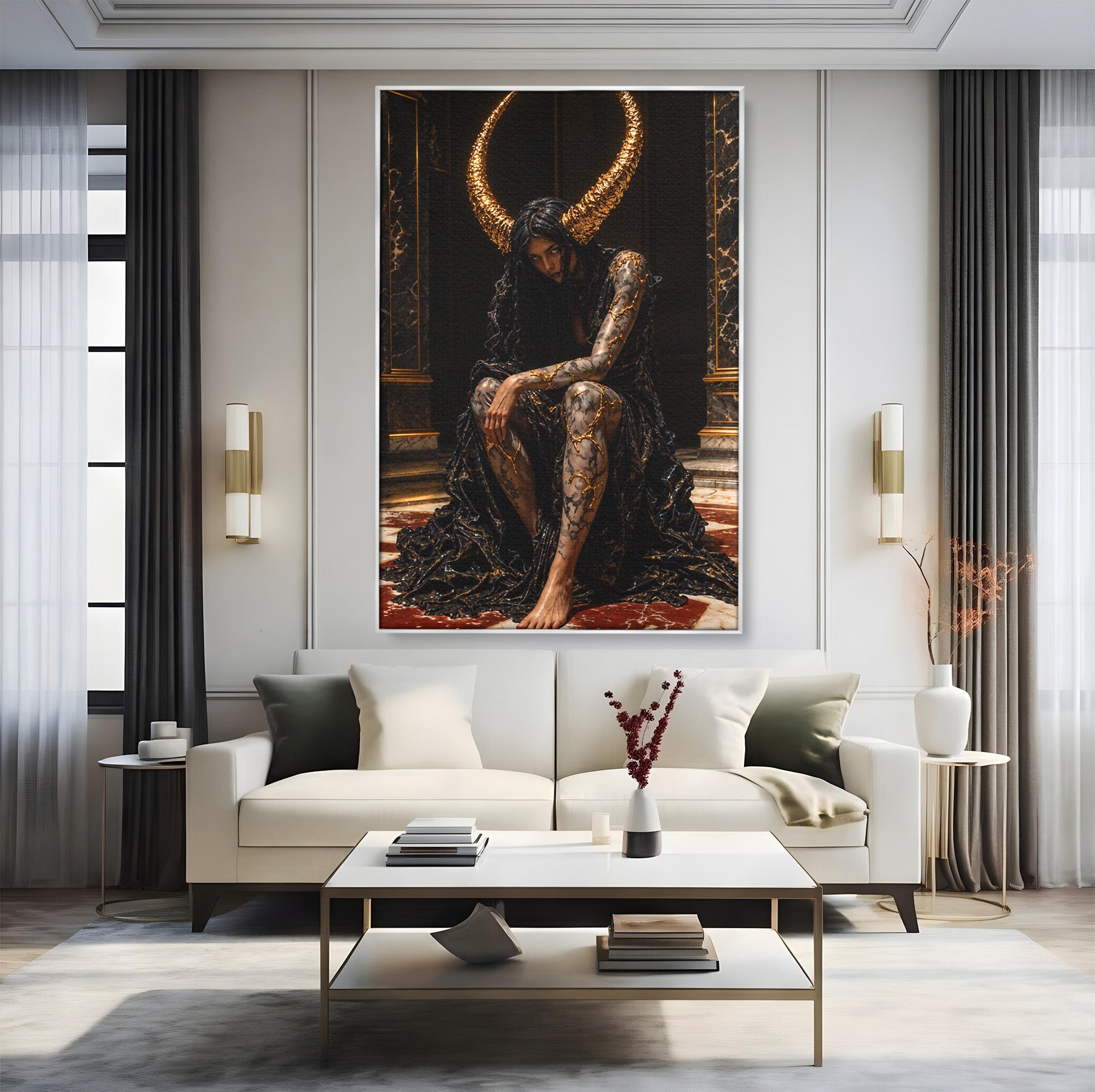 Tablou Canvas Premium LuxCanva® U1037, Regina Intunericului, Mistic, Putere,  Regina, Forta, Living, Culori Vibrante