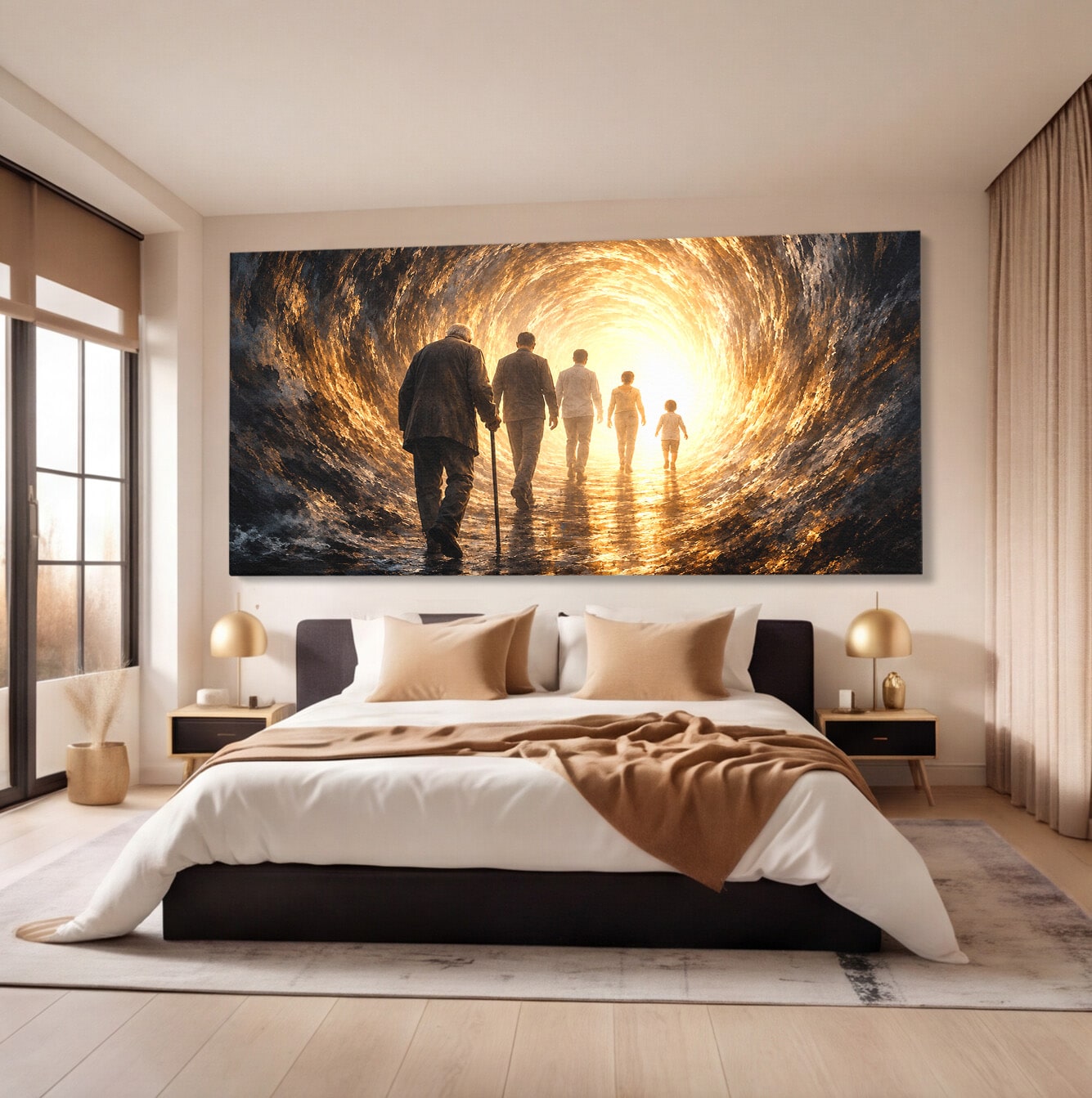 Tablou Canvas Premium LuxCanva® U1038, Calatoria Vietii, Tunel, Lumina, Familie, Viata, Reflectie, Living, Dormitor, Culori Vibrante