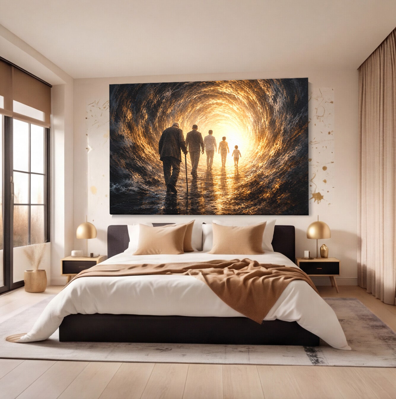 Tablou Canvas Premium LuxCanva® U1038, Calatoria Vietii, Tunel, Lumina, Familie, Viata, Reflectie, Living, Dormitor, Culori Vibrante