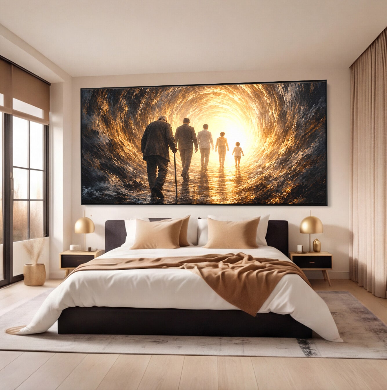 Tablou Canvas Premium LuxCanva® U1038, Calatoria Vietii, Tunel, Lumina, Familie, Viata, Reflectie, Living, Dormitor, Culori Vibrante