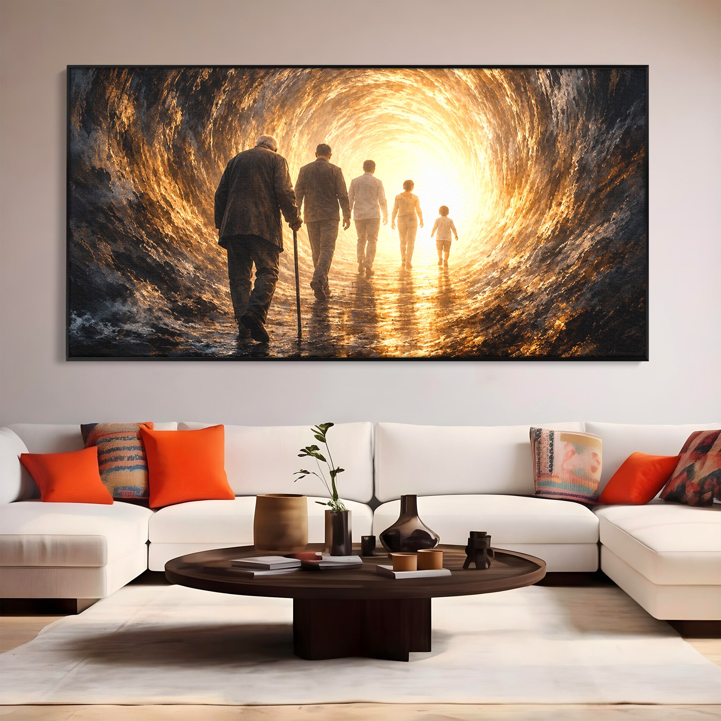 Tablou Canvas Premium LuxCanva® U1038, Calatoria Vietii, Tunel, Lumina, Familie, Viata, Reflectie, Living, Dormitor, Culori Vibrante