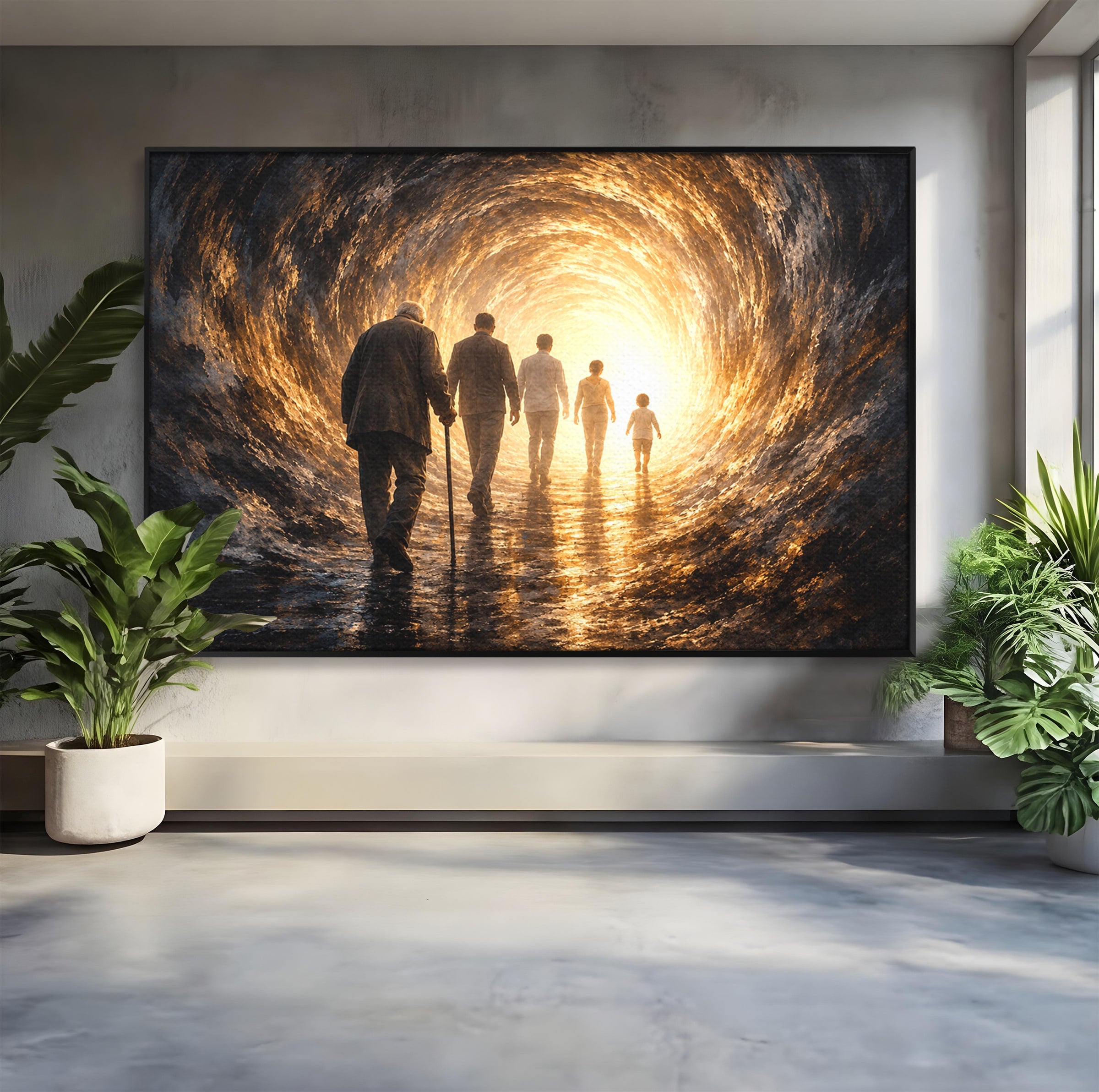 Tablou Canvas Premium LuxCanva® U1038, Calatoria Vietii, Tunel, Lumina, Familie, Viata, Reflectie, Living, Dormitor, Culori Vibrante
