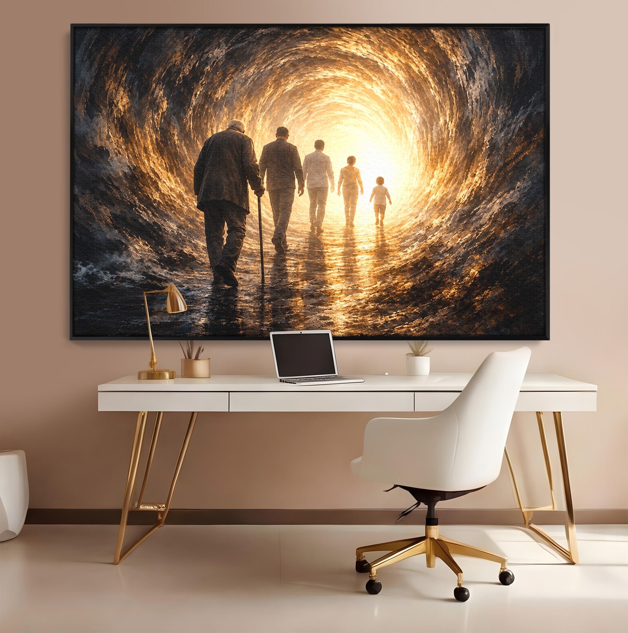 Tablou Canvas Premium LuxCanva® U1038, Calatoria Vietii, Tunel, Lumina, Familie, Viata, Reflectie, Living, Dormitor, Culori Vibrante