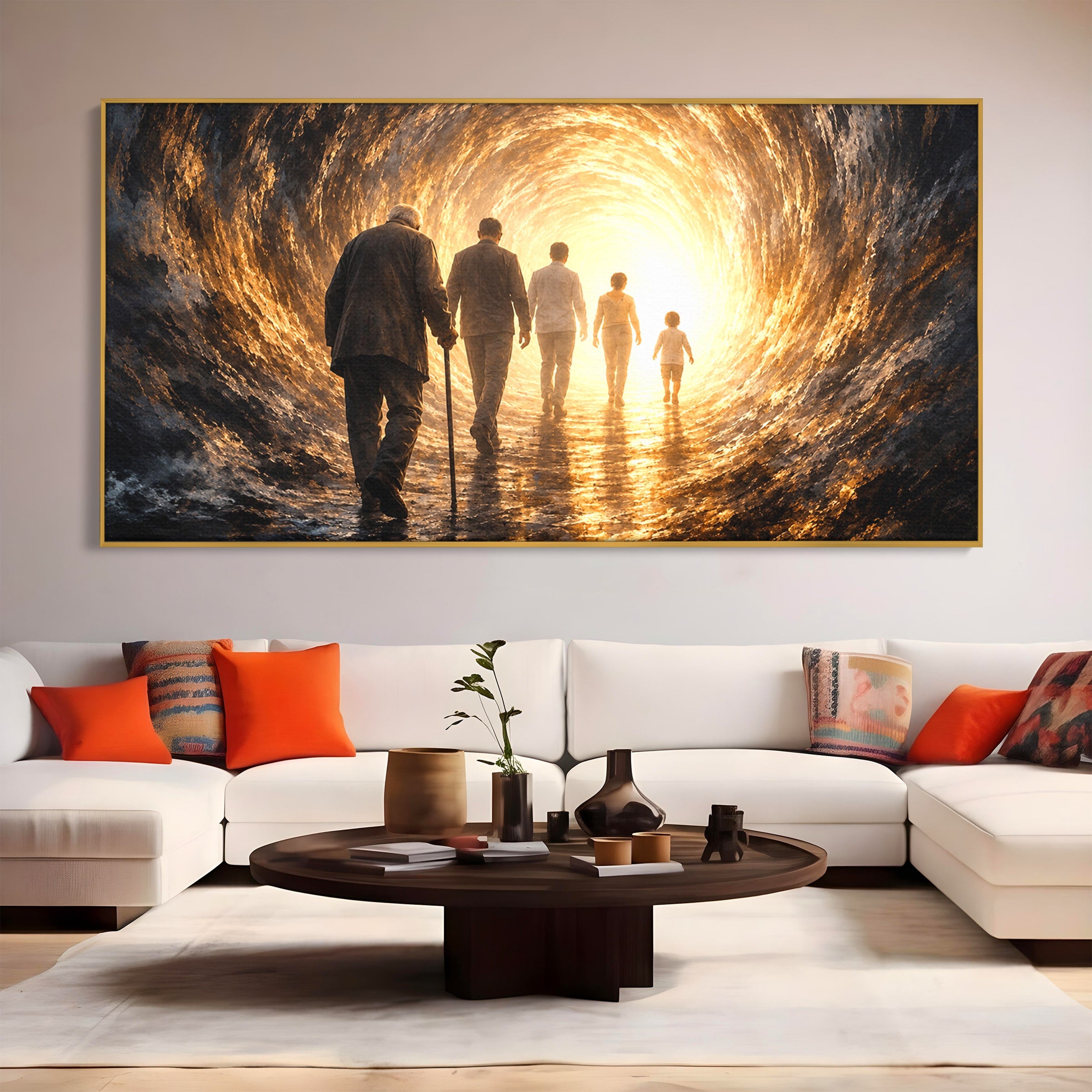 Tablou Canvas Premium LuxCanva® U1038, Calatoria Vietii, Tunel, Lumina, Familie, Viata, Reflectie, Living, Dormitor, Culori Vibrante