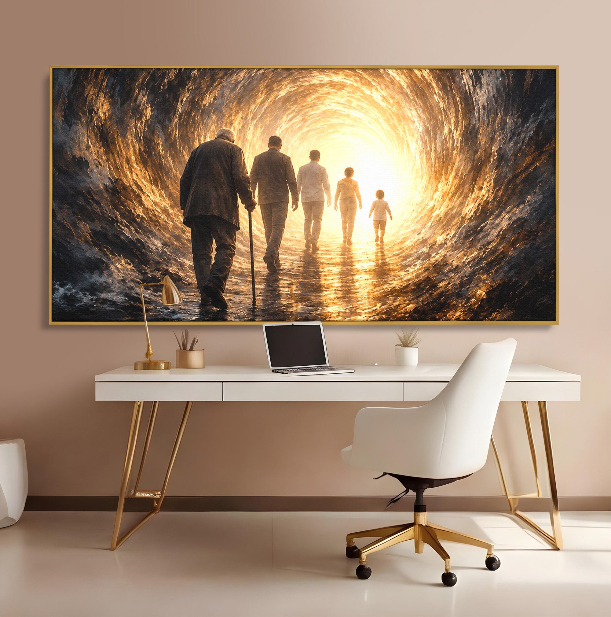 Tablou Canvas Premium LuxCanva® U1038, Calatoria Vietii, Tunel, Lumina, Familie, Viata, Reflectie, Living, Dormitor, Culori Vibrante