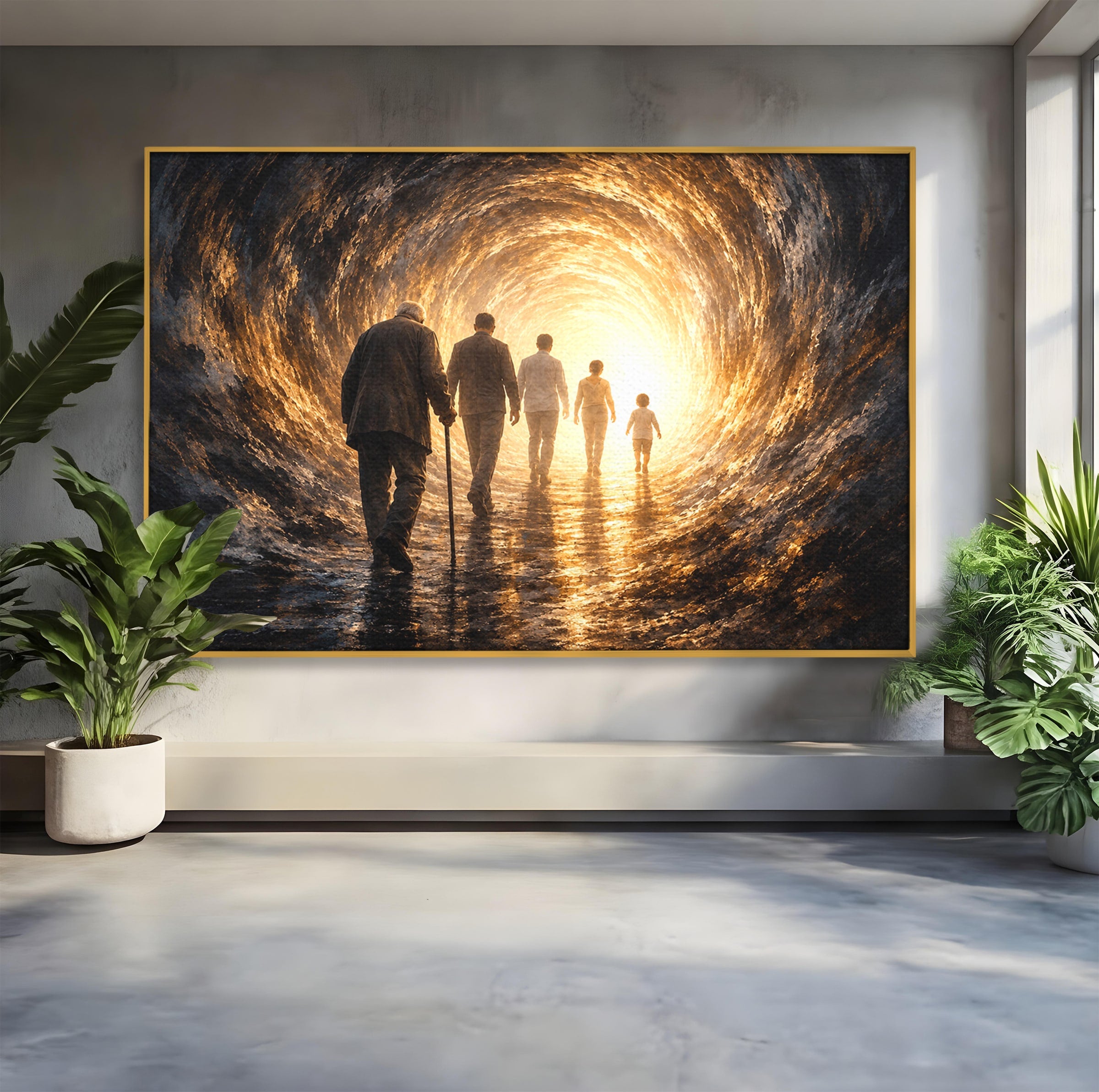 Tablou Canvas Premium LuxCanva® U1038, Calatoria Vietii, Tunel, Lumina, Familie, Viata, Reflectie, Living, Dormitor, Culori Vibrante