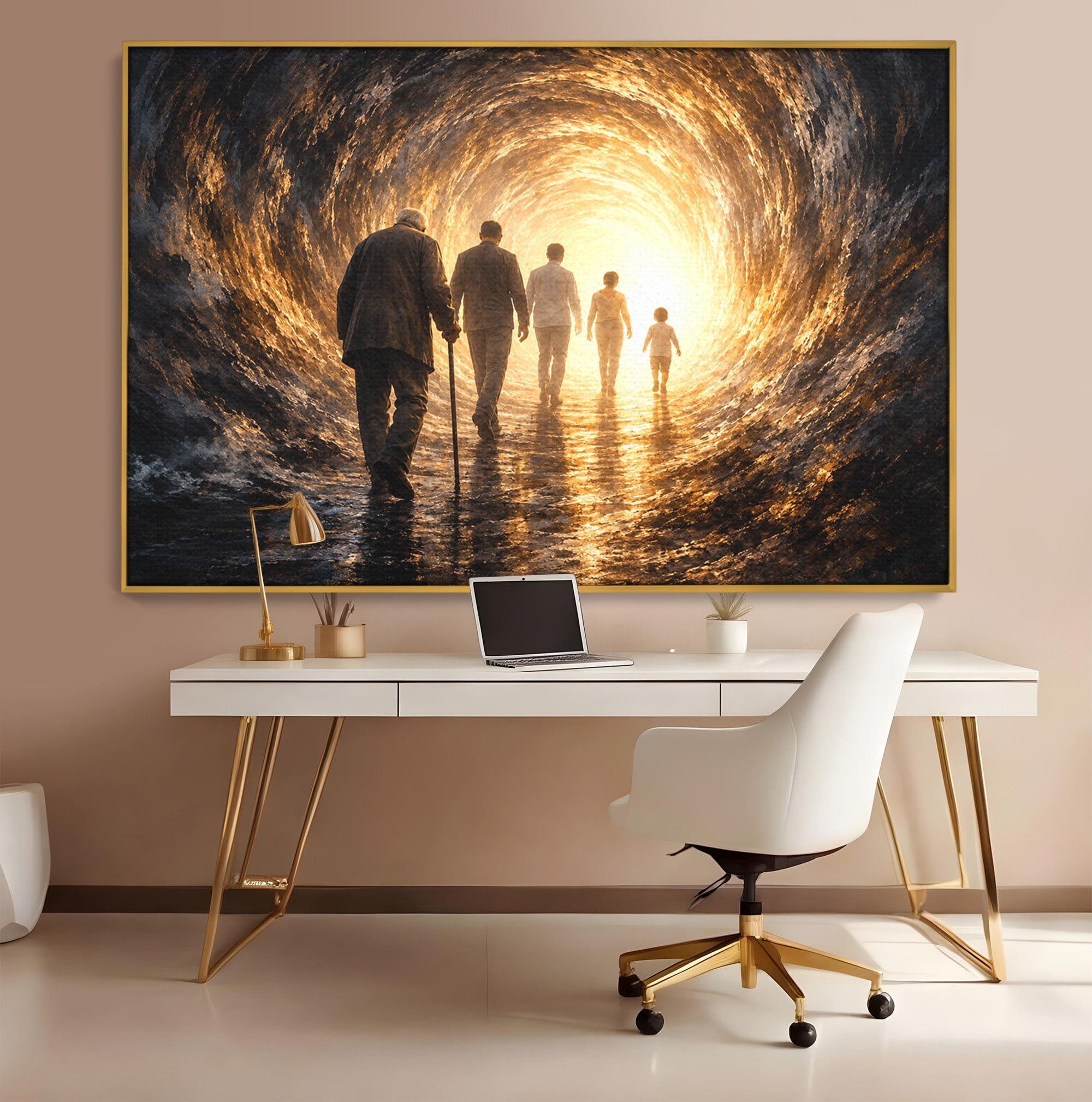 Tablou Canvas Premium LuxCanva® U1038, Calatoria Vietii, Tunel, Lumina, Familie, Viata, Reflectie, Living, Dormitor, Culori Vibrante