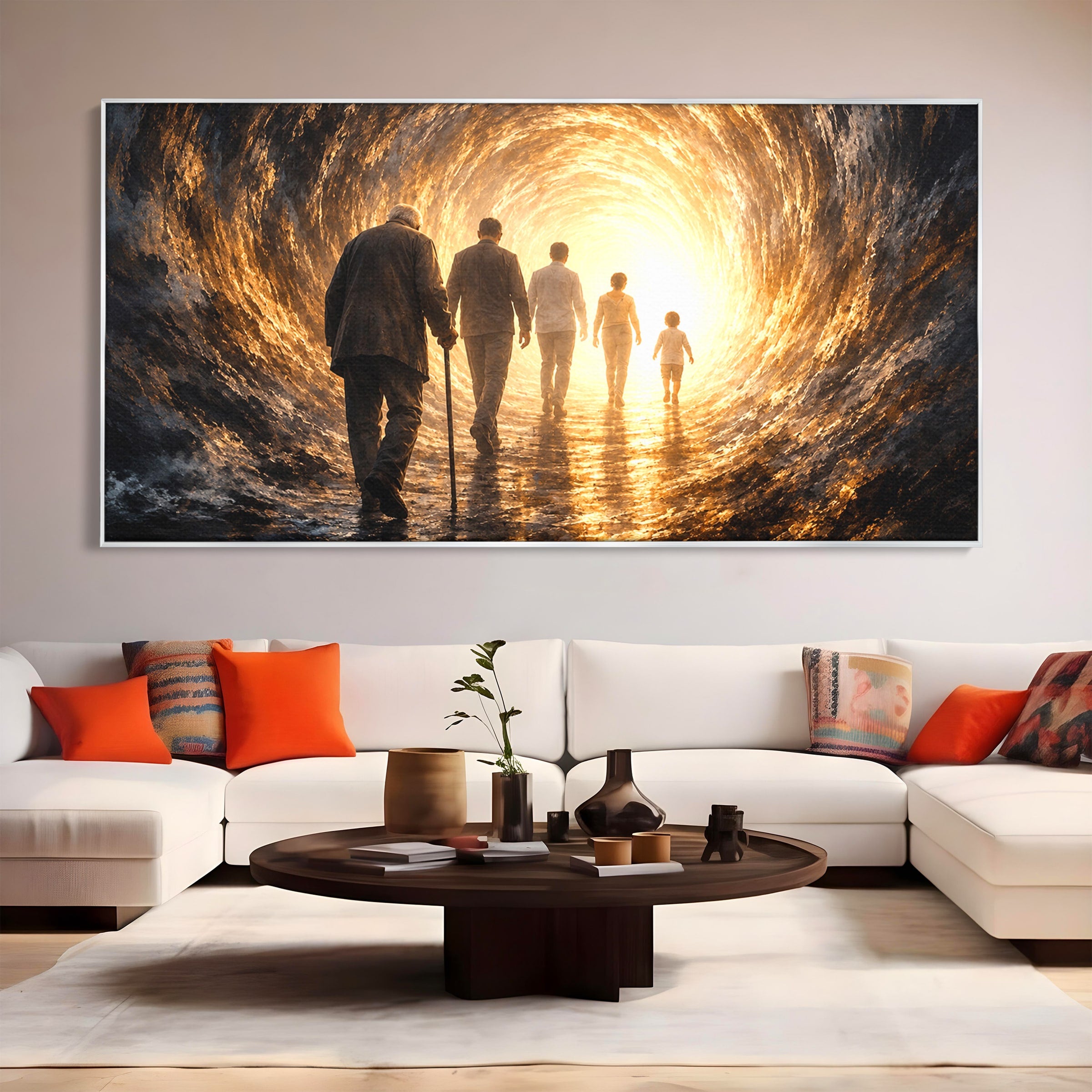 Tablou Canvas Premium LuxCanva® U1038, Calatoria Vietii, Tunel, Lumina, Familie, Viata, Reflectie, Living, Dormitor, Culori Vibrante