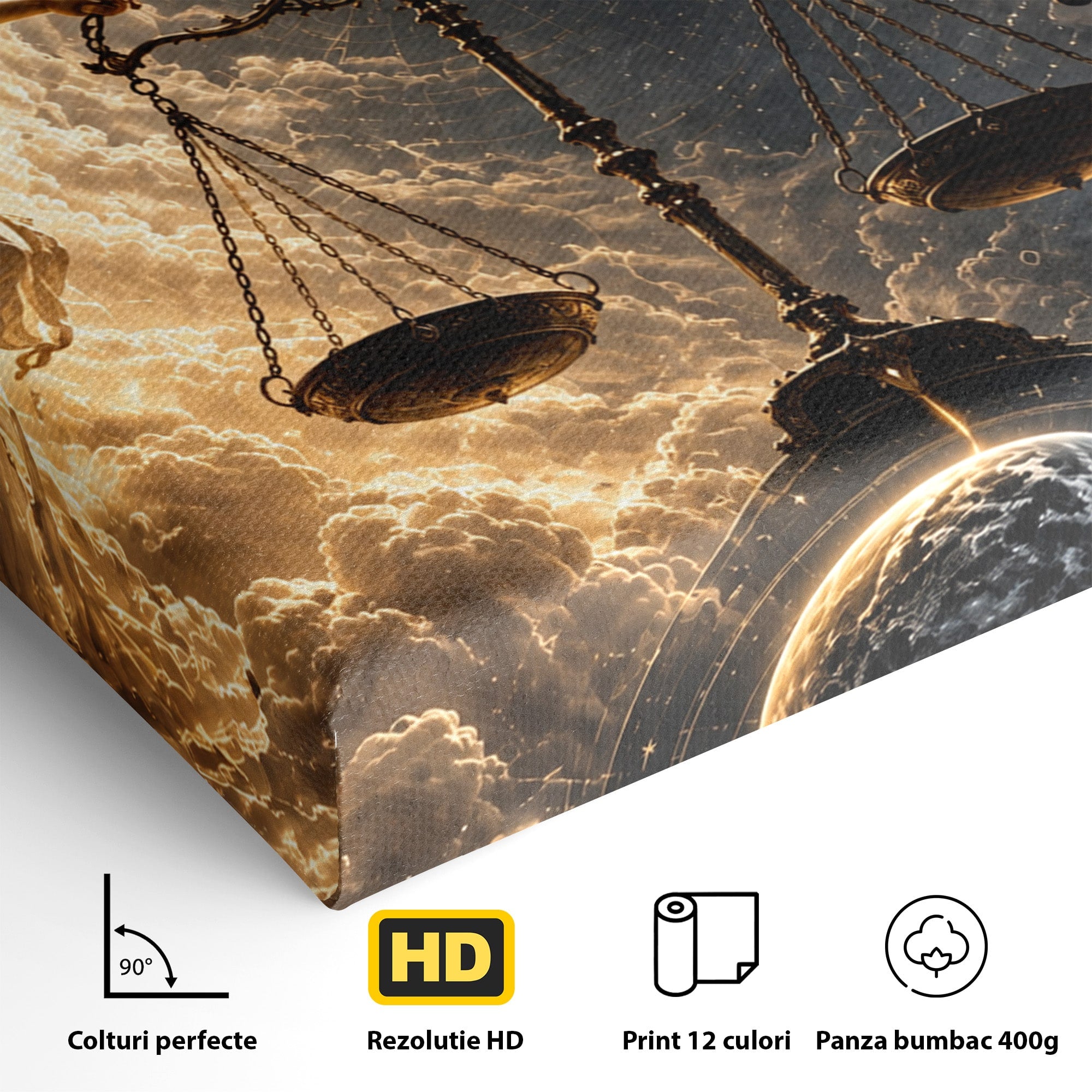 Tablou Canvas Premium LuxCanva® U1039, Armonia Universala, Inger, Demon, Balanta, Cer, Living, Culori Vibrante