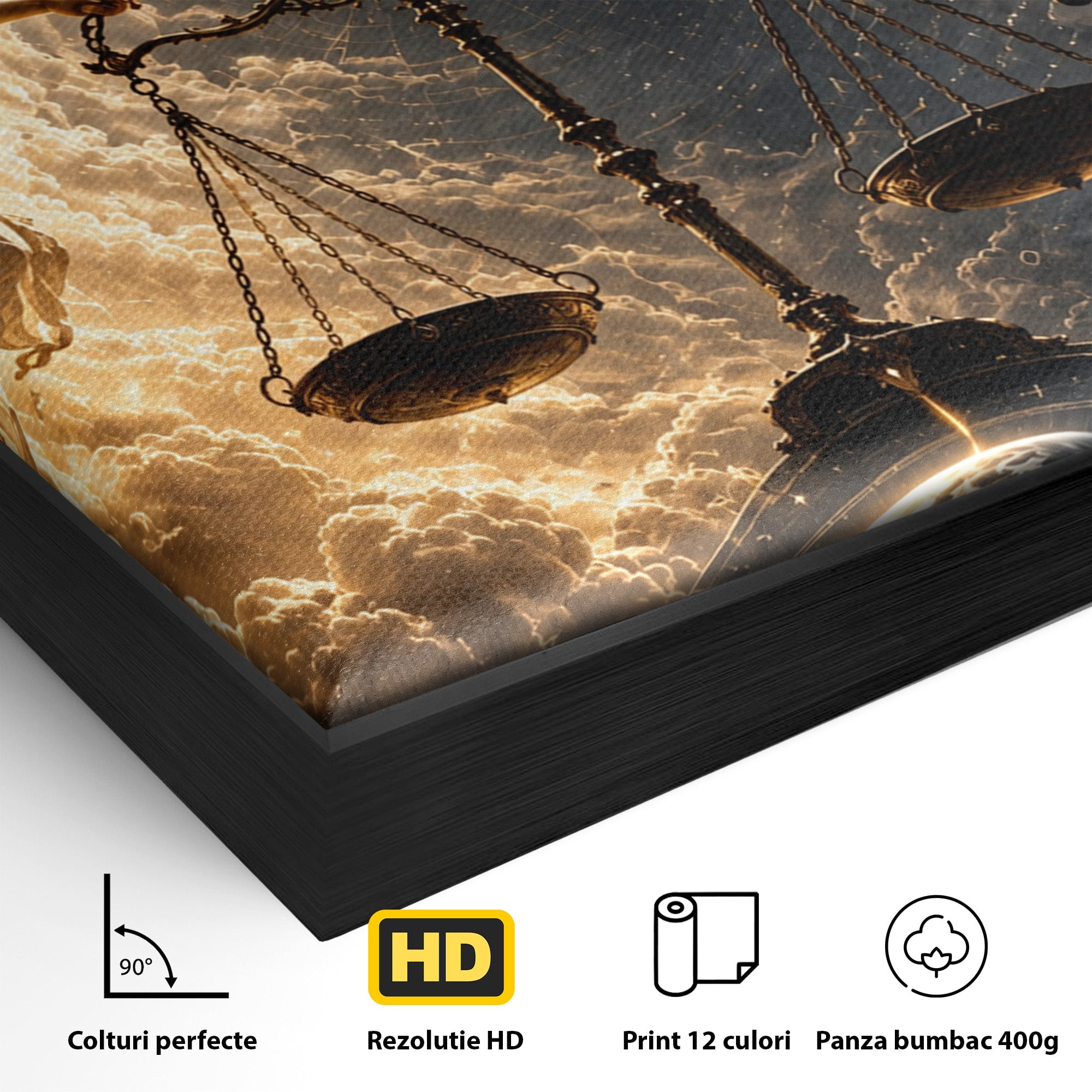 Tablou Canvas Premium LuxCanva® U1039, Armonia Universala, Inger, Demon, Balanta, Cer, Living, Culori Vibrante