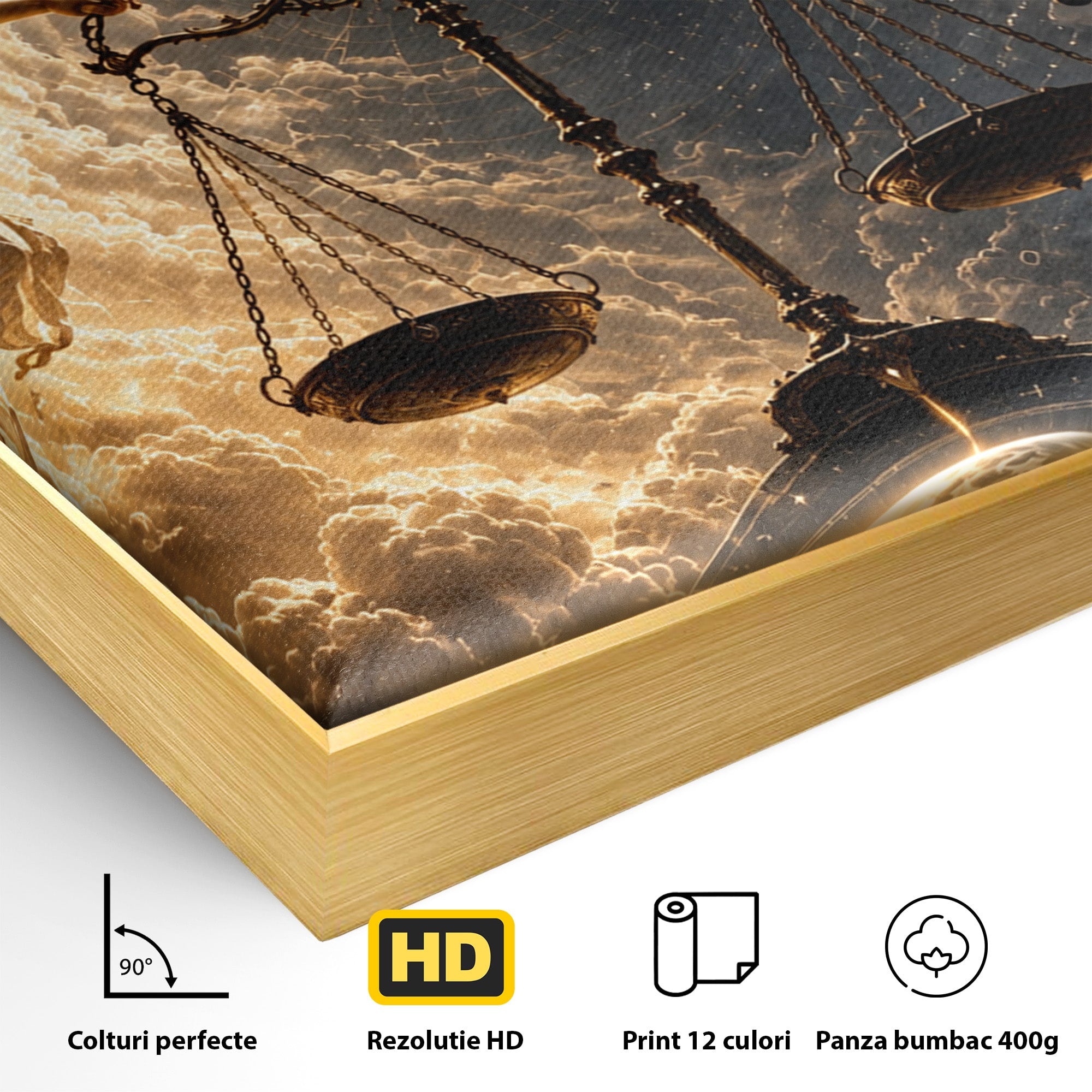 Tablou Canvas Premium LuxCanva® U1039, Armonia Universala, Inger, Demon, Balanta, Cer, Living, Culori Vibrante
