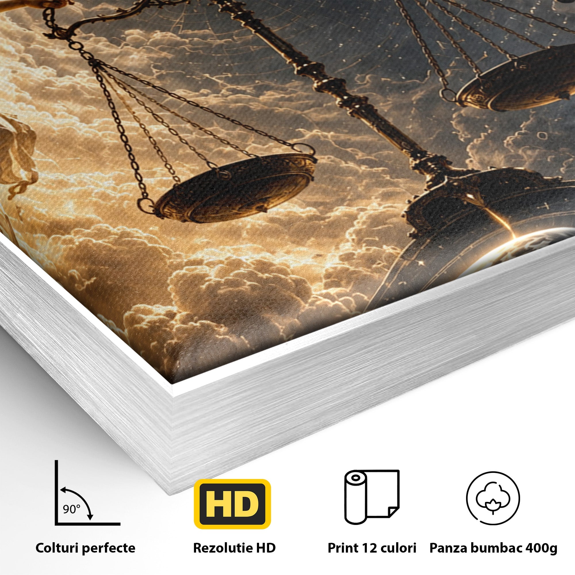 Tablou Canvas Premium LuxCanva® U1039, Armonia Universala, Inger, Demon, Balanta, Cer, Living, Culori Vibrante