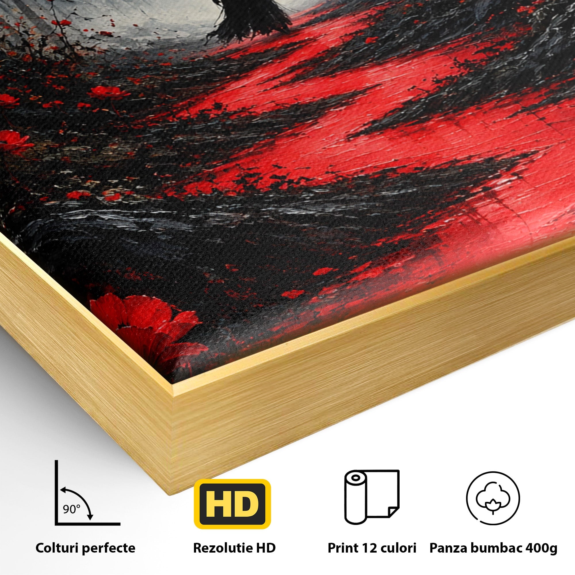 Tablou Canvas Premium LuxCanva® U1040, Drumul Rosu Prin Padure, Flori, Mister, Peisaj,  Padure, Living, Dormitor, Culori Vibrante
