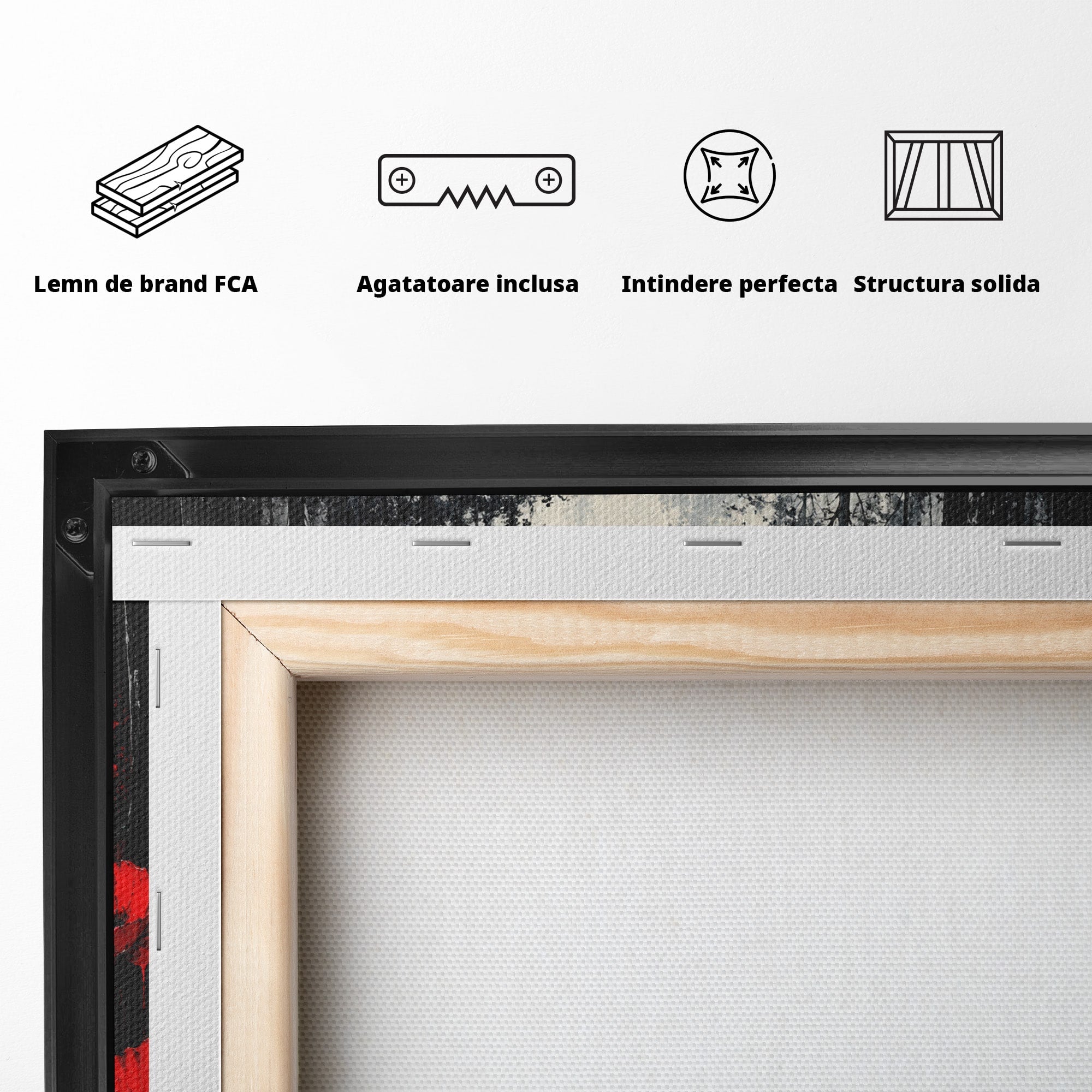 Tablou Canvas Premium LuxCanva® U1040, Drumul Rosu Prin Padure, Flori, Mister, Peisaj,  Padure, Living, Dormitor, Culori Vibrante