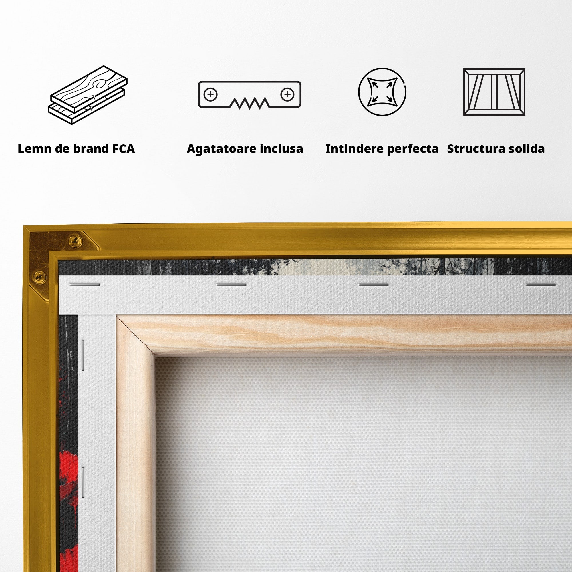 Tablou Canvas Premium LuxCanva® U1040, Drumul Rosu Prin Padure, Flori, Mister, Peisaj,  Padure, Living, Dormitor, Culori Vibrante