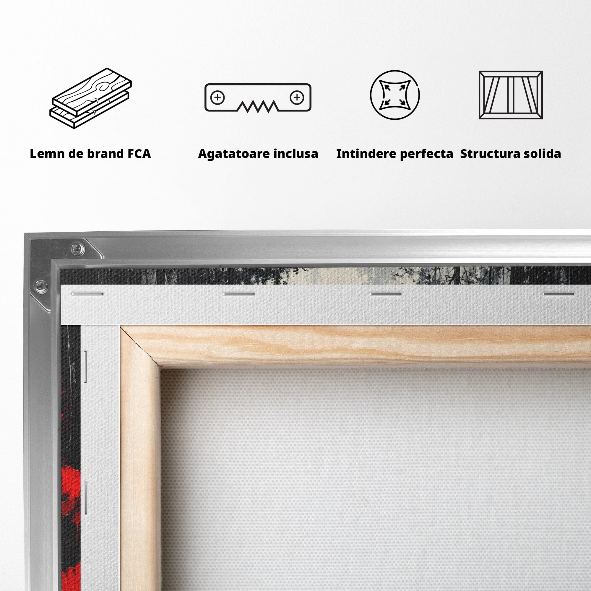 Tablou Canvas Premium LuxCanva® U1040, Drumul Rosu Prin Padure, Flori, Mister, Peisaj,  Padure, Living, Dormitor, Culori Vibrante