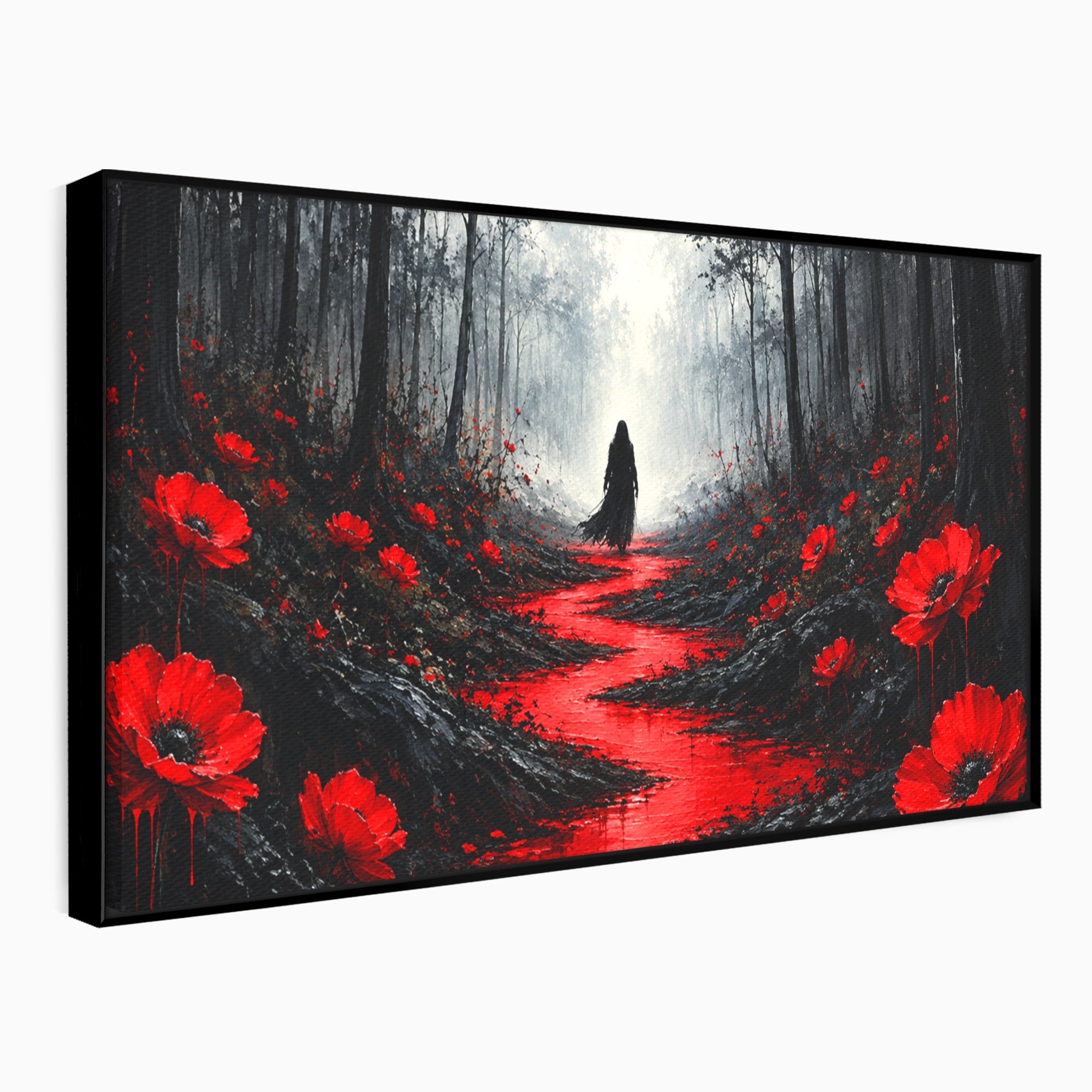 Tablou Canvas Premium LuxCanva® U1040, Drumul Rosu Prin Padure, Flori, Mister, Peisaj,  Padure, Living, Dormitor, Culori Vibrante