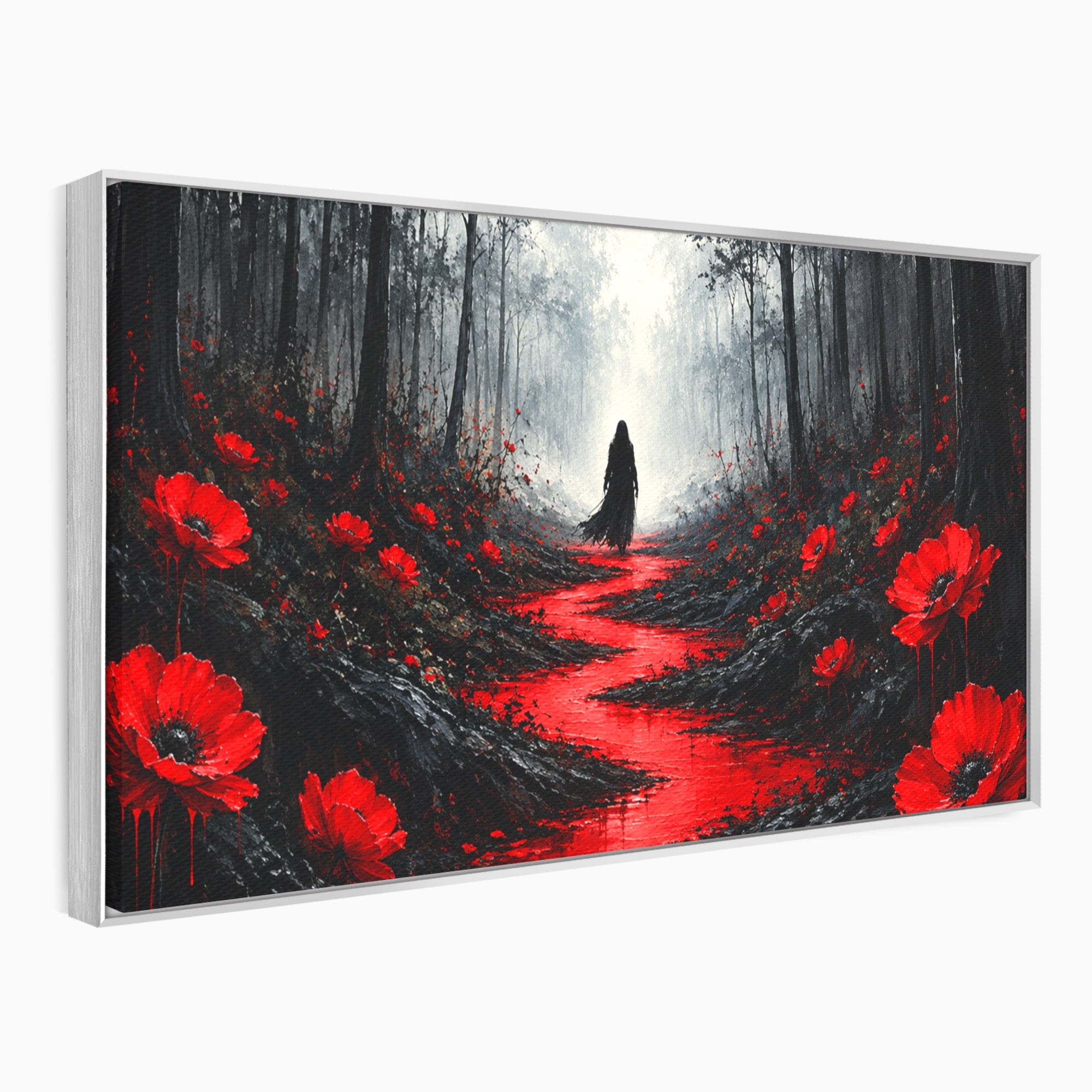 Tablou Canvas Premium LuxCanva® U1040, Drumul Rosu Prin Padure, Flori, Mister, Peisaj,  Padure, Living, Dormitor, Culori Vibrante
