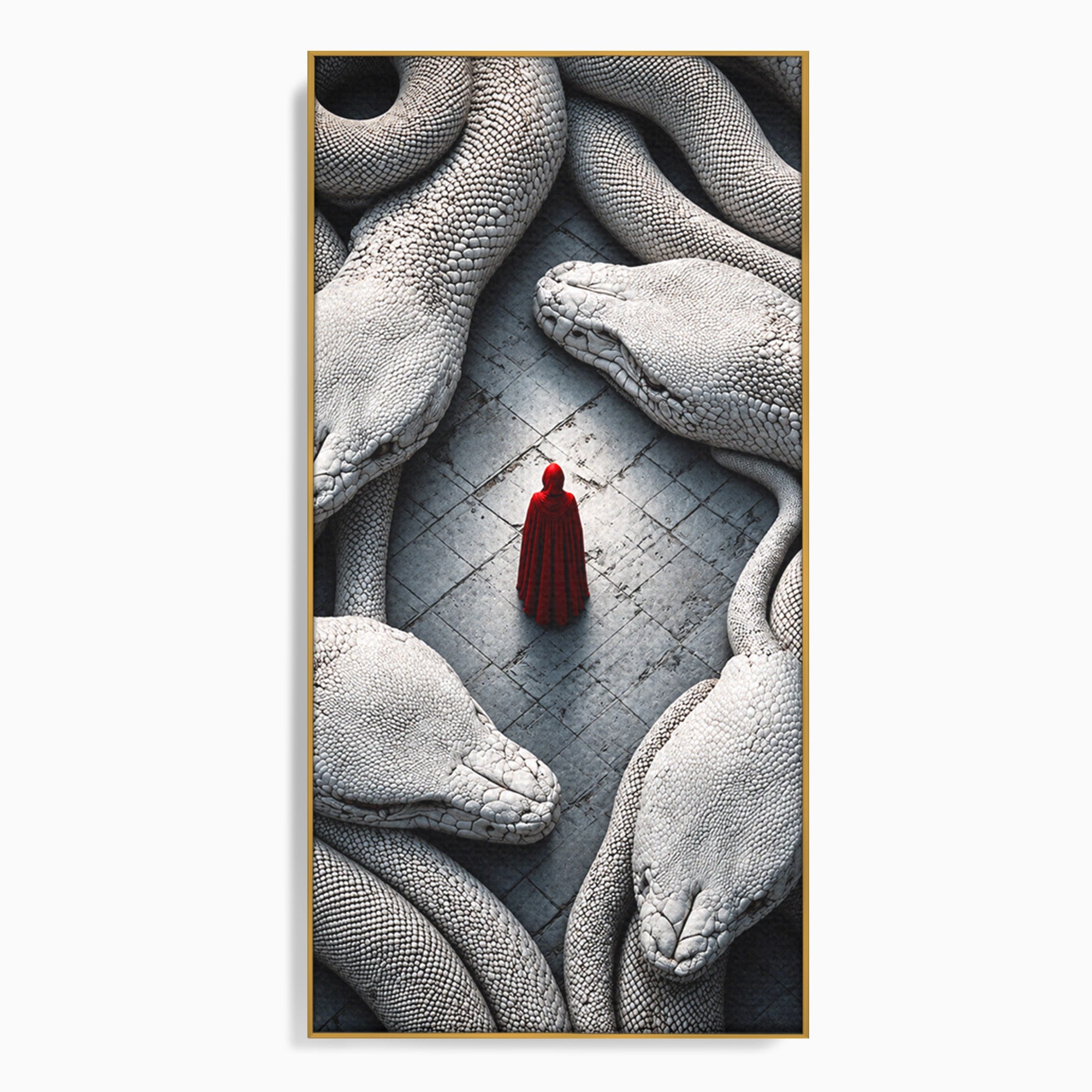 Tablou Canvas Premium LuxCanva® U1043, Misterul Serpilor Uriasi, Figura Umana, Fantazie, Serpi, Mister, Dormitor, Culori Vibrante