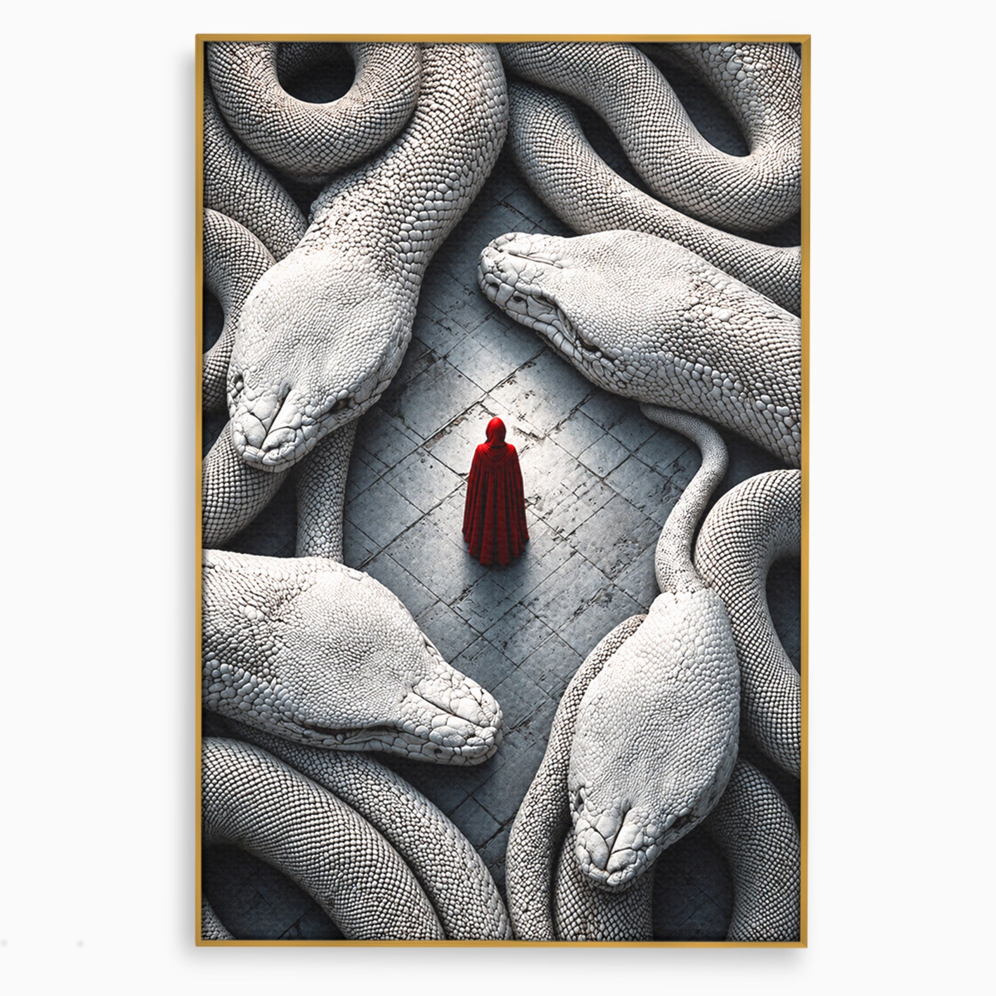 Tablou Canvas Premium LuxCanva® U1043, Misterul Serpilor Uriasi, Figura Umana, Fantazie, Serpi, Mister, Dormitor, Culori Vibrante