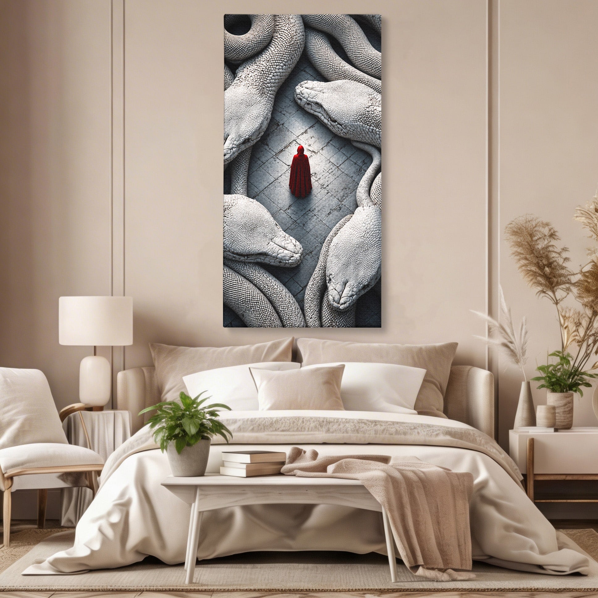 Tablou Canvas Premium LuxCanva® U1043, Misterul Serpilor Uriasi, Figura Umana, Fantazie, Serpi, Mister, Dormitor, Culori Vibrante