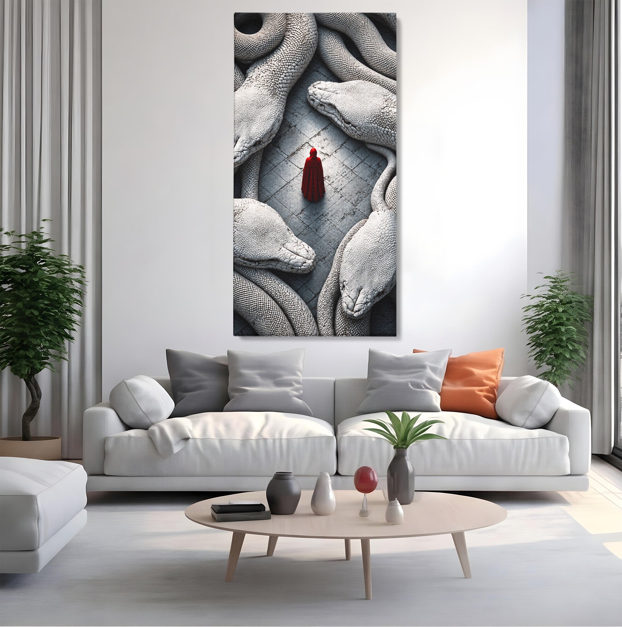Tablou Canvas Premium LuxCanva® U1043, Misterul Serpilor Uriasi, Figura Umana, Fantazie, Serpi, Mister, Dormitor, Culori Vibrante