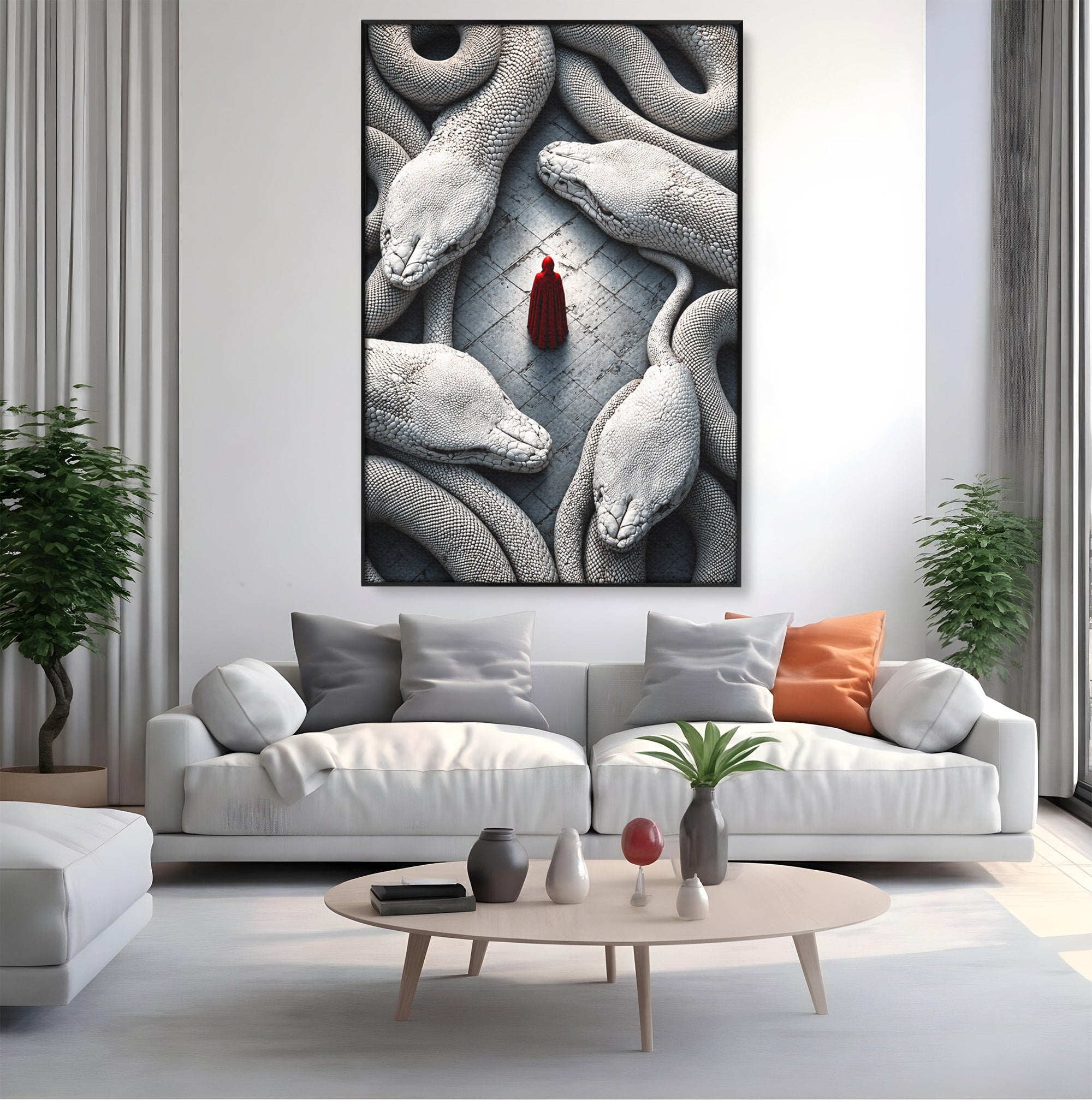 Tablou Canvas Premium LuxCanva® U1043, Misterul Serpilor Uriasi, Figura Umana, Fantazie, Serpi, Mister, Dormitor, Culori Vibrante