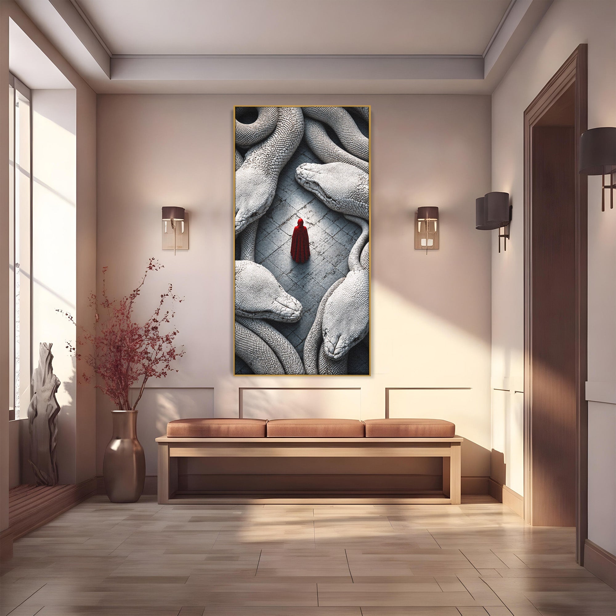 Tablou Canvas Premium LuxCanva® U1043, Misterul Serpilor Uriasi, Figura Umana, Fantazie, Serpi, Mister, Dormitor, Culori Vibrante