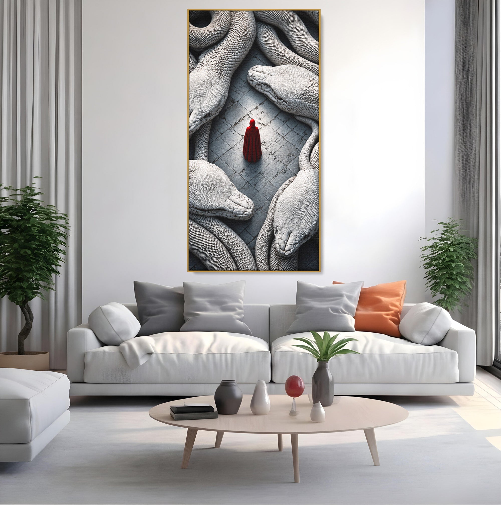 Tablou Canvas Premium LuxCanva® U1043, Misterul Serpilor Uriasi, Figura Umana, Fantazie, Serpi, Mister, Dormitor, Culori Vibrante
