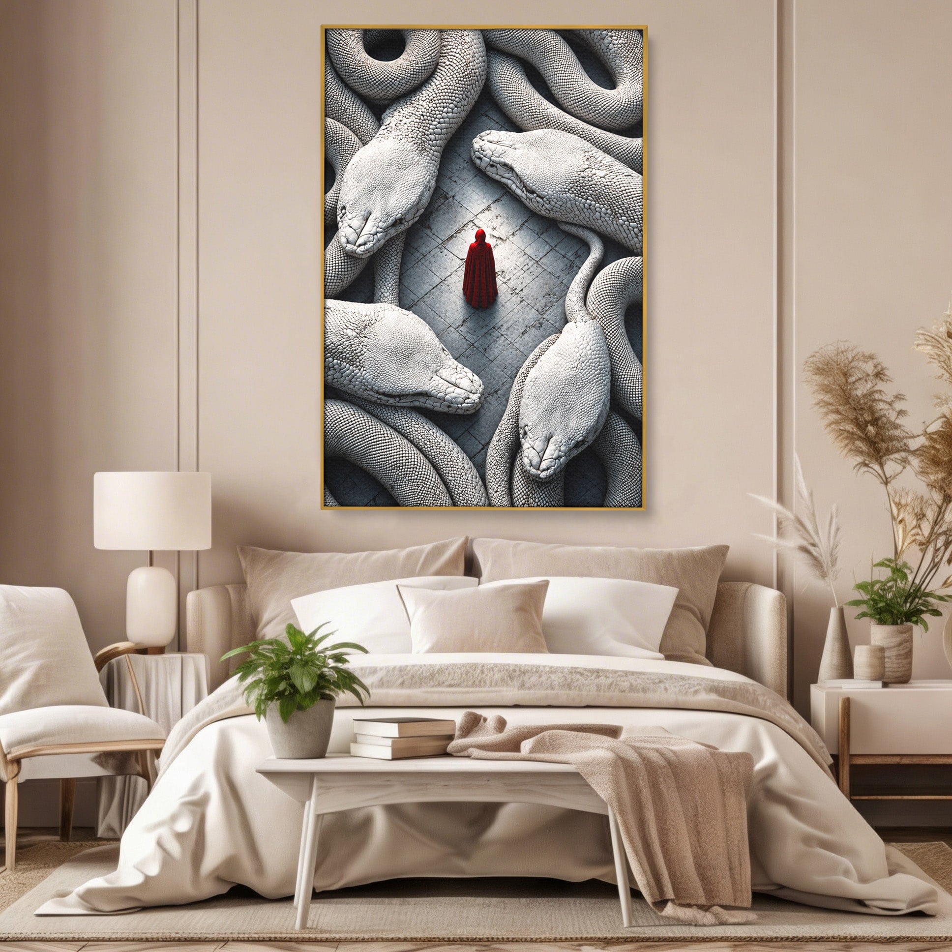 Tablou Canvas Premium LuxCanva® U1043, Misterul Serpilor Uriasi, Figura Umana, Fantazie, Serpi, Mister, Dormitor, Culori Vibrante