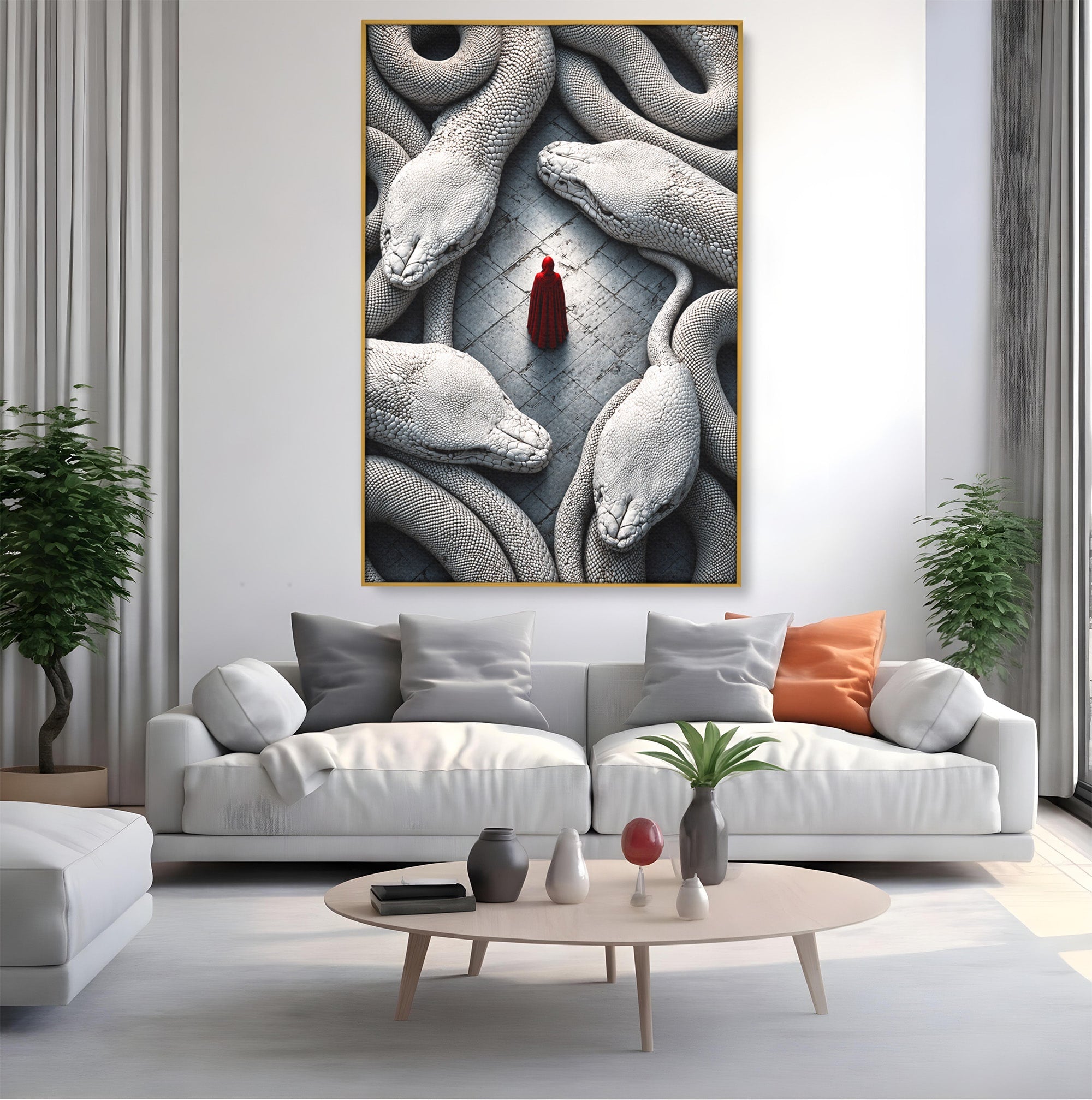 Tablou Canvas Premium LuxCanva® U1043, Misterul Serpilor Uriasi, Figura Umana, Fantazie, Serpi, Mister, Dormitor, Culori Vibrante