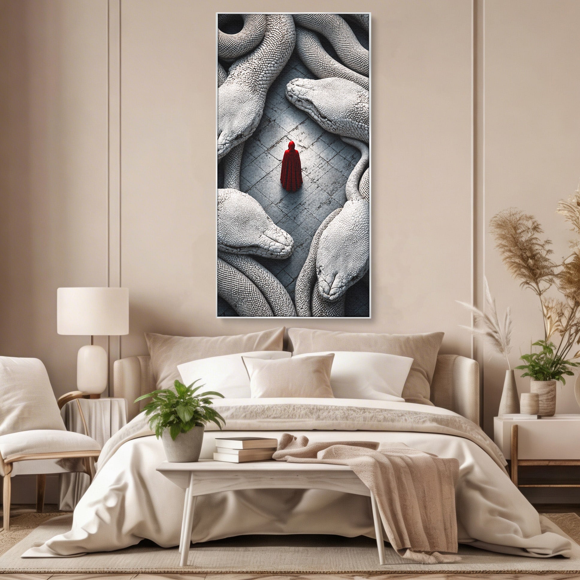 Tablou Canvas Premium LuxCanva® U1043, Misterul Serpilor Uriasi, Figura Umana, Fantazie, Serpi, Mister, Dormitor, Culori Vibrante