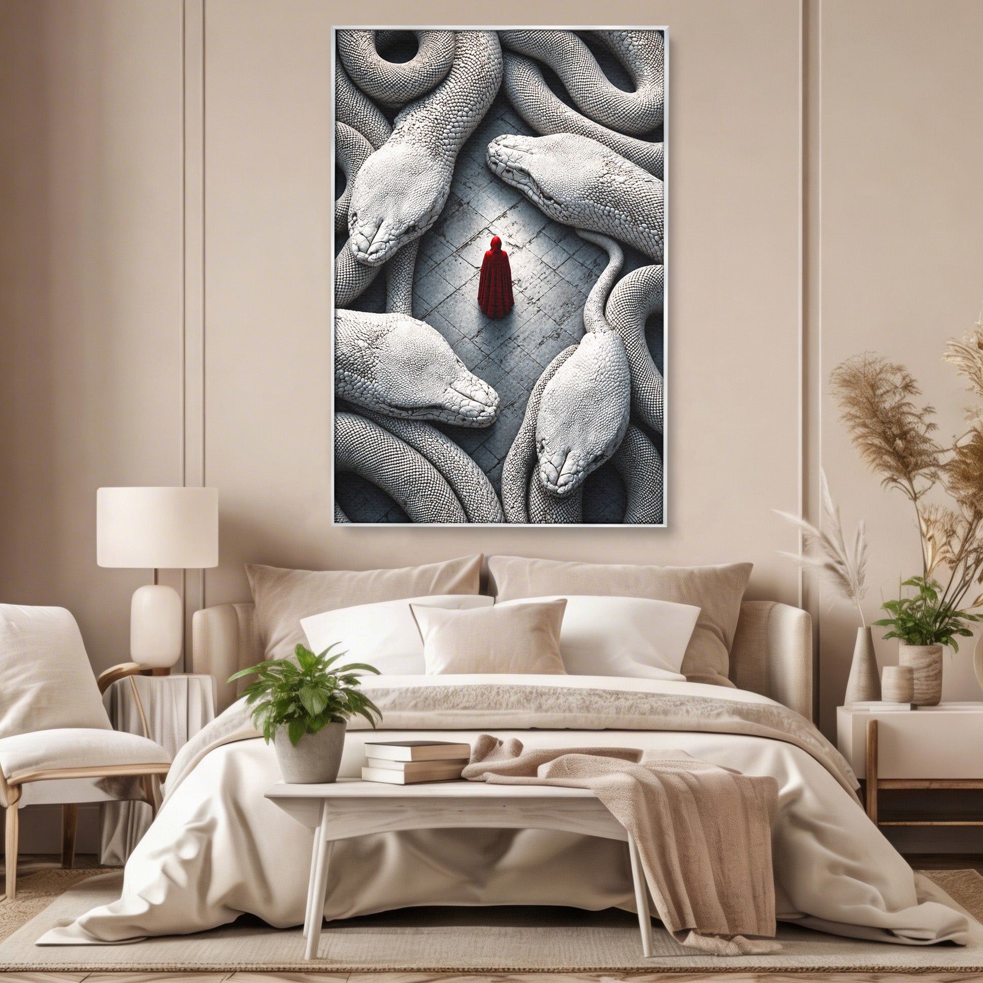 Tablou Canvas Premium LuxCanva® U1043, Misterul Serpilor Uriasi, Figura Umana, Fantazie, Serpi, Mister, Dormitor, Culori Vibrante