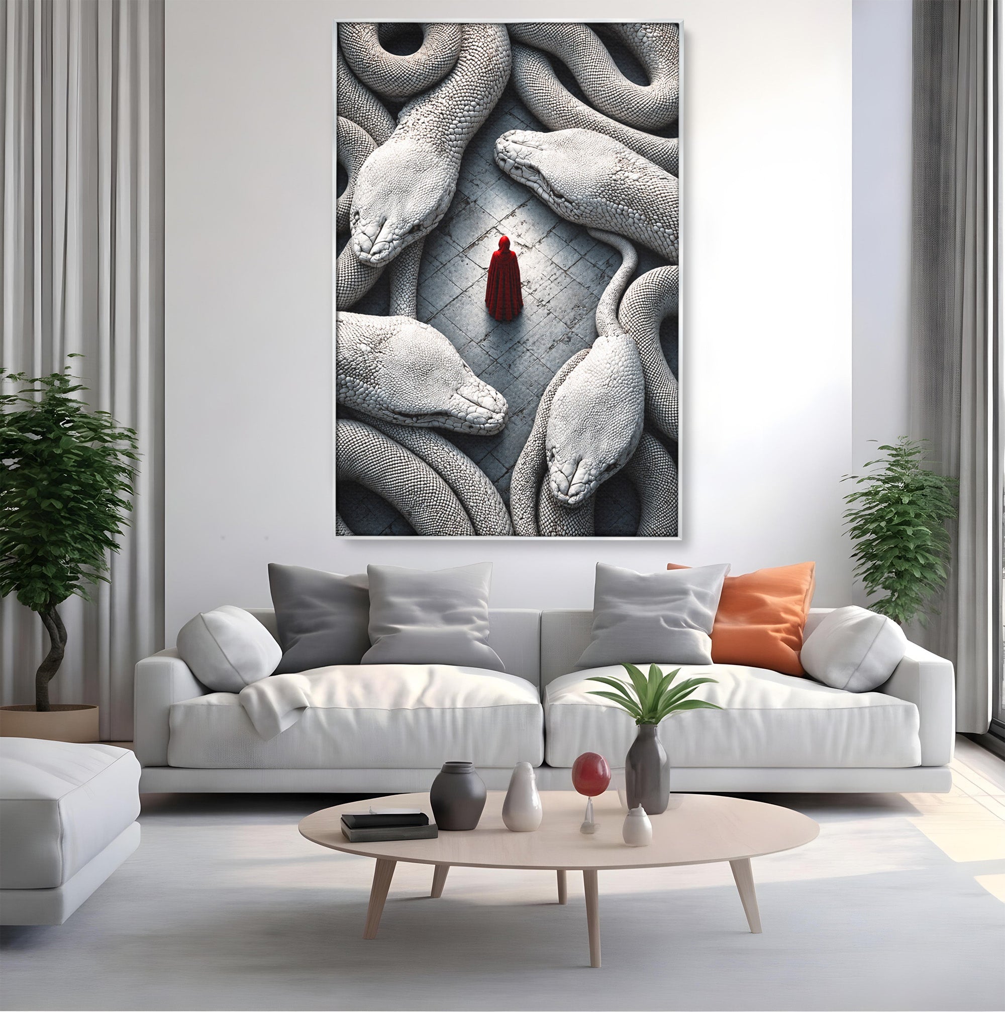 Tablou Canvas Premium LuxCanva® U1043, Misterul Serpilor Uriasi, Figura Umana, Fantazie, Serpi, Mister, Dormitor, Culori Vibrante