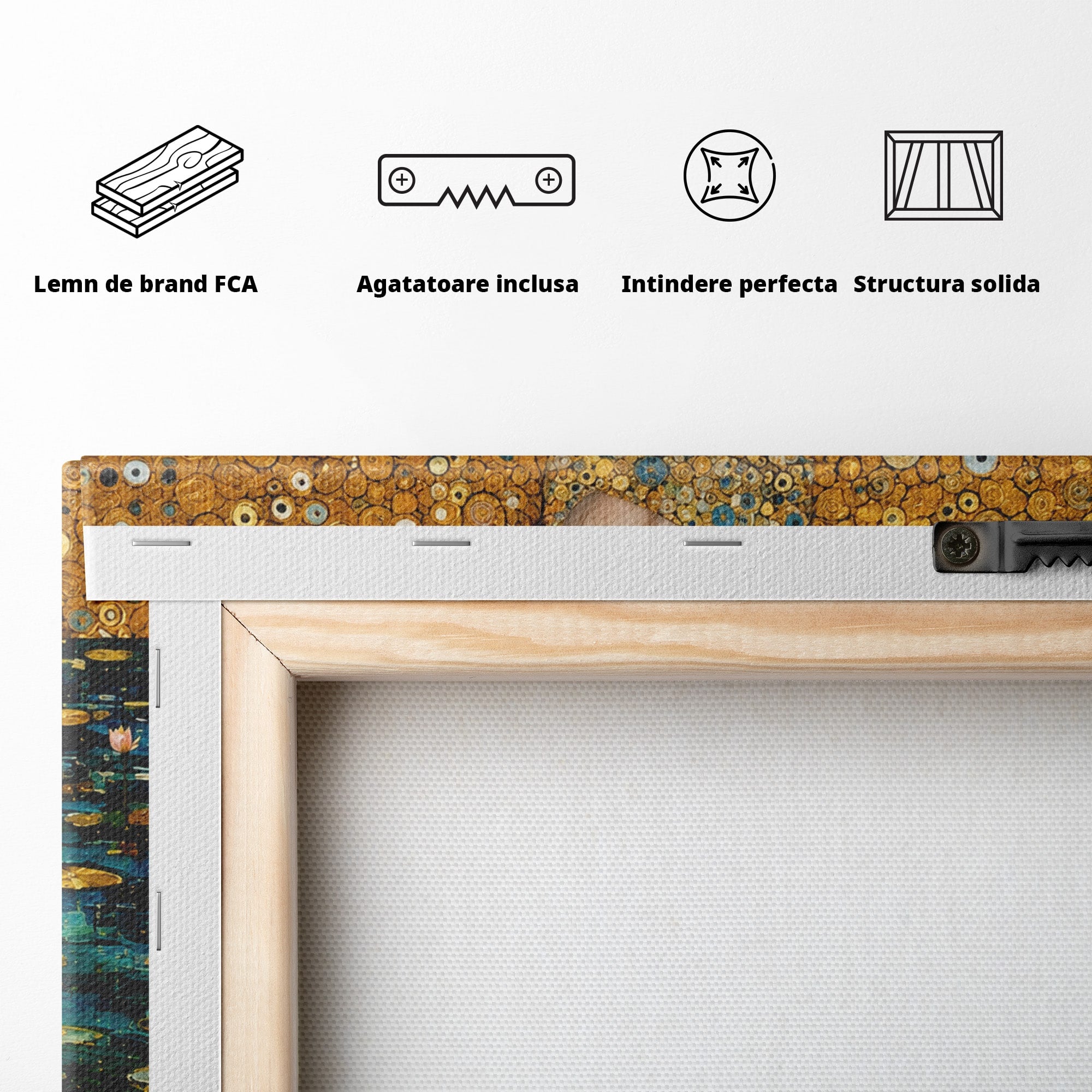 Tablou Canvas Premium LuxCanva® U1044, Femeie In Apele Aurite, Aur, Floare De Lotus, Meditatie, Femeie, Apa, Living, Dormitor, Culori Vibrante