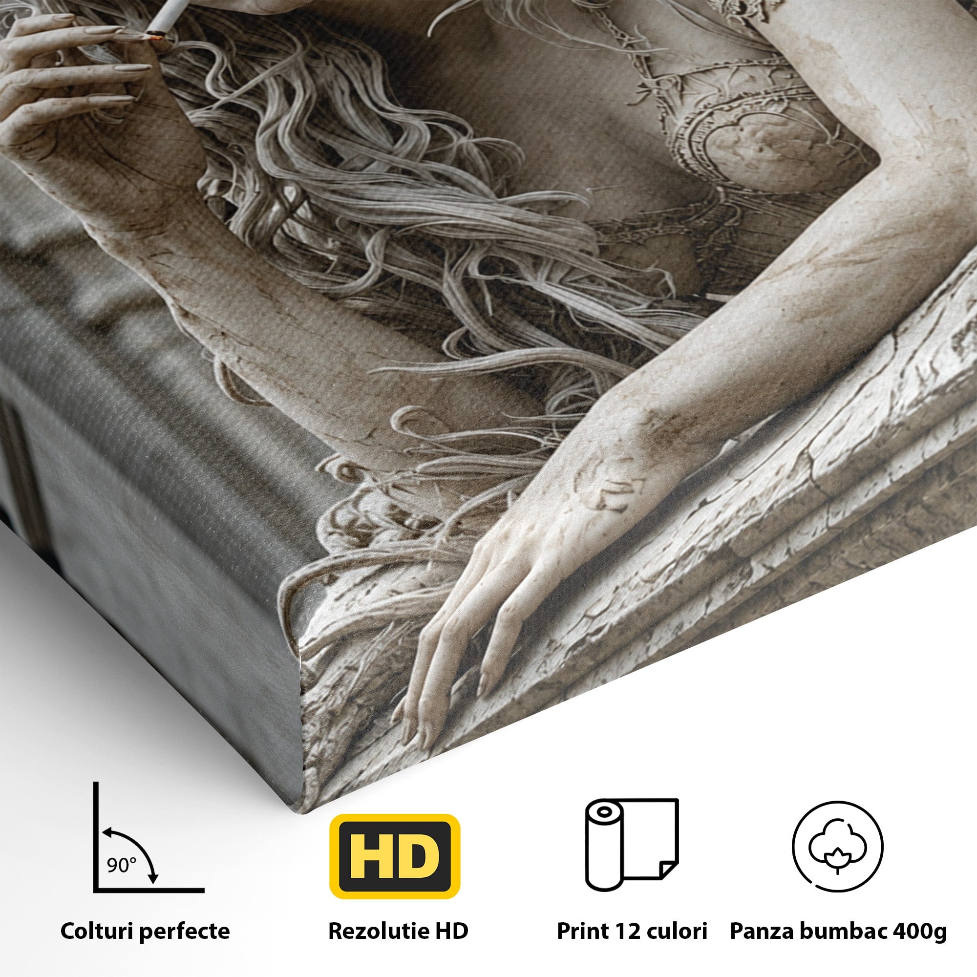 Tablou Canvas Premium LuxCanva® U1045, Ingerul Contemporan,  Statuie, Artistic, Contemporan, Mistic, Exterior, Inger, Dormitor, Culori Vibrante