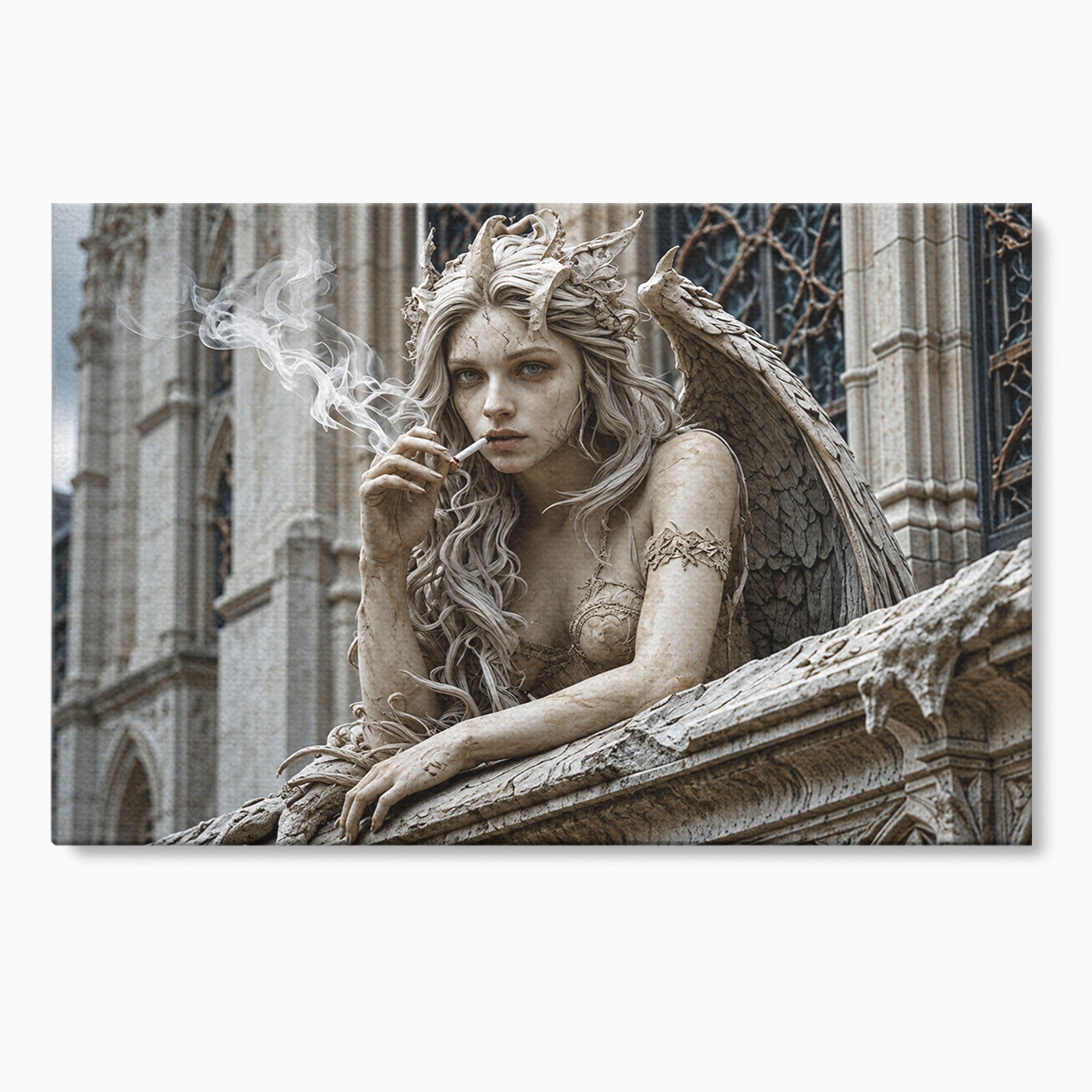 Tablou Canvas Premium LuxCanva® U1045, Ingerul Contemporan,  Statuie, Artistic, Contemporan, Mistic, Exterior, Inger, Dormitor, Culori Vibrante