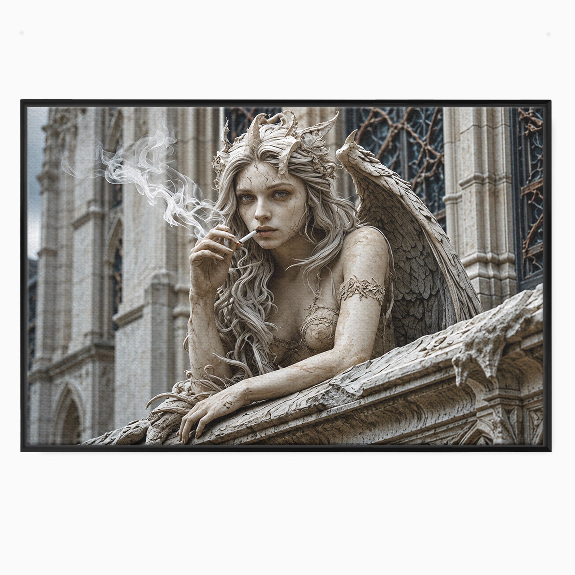 Tablou Canvas Premium LuxCanva® U1045, Ingerul Contemporan,  Statuie, Artistic, Contemporan, Mistic, Exterior, Inger, Dormitor, Culori Vibrante