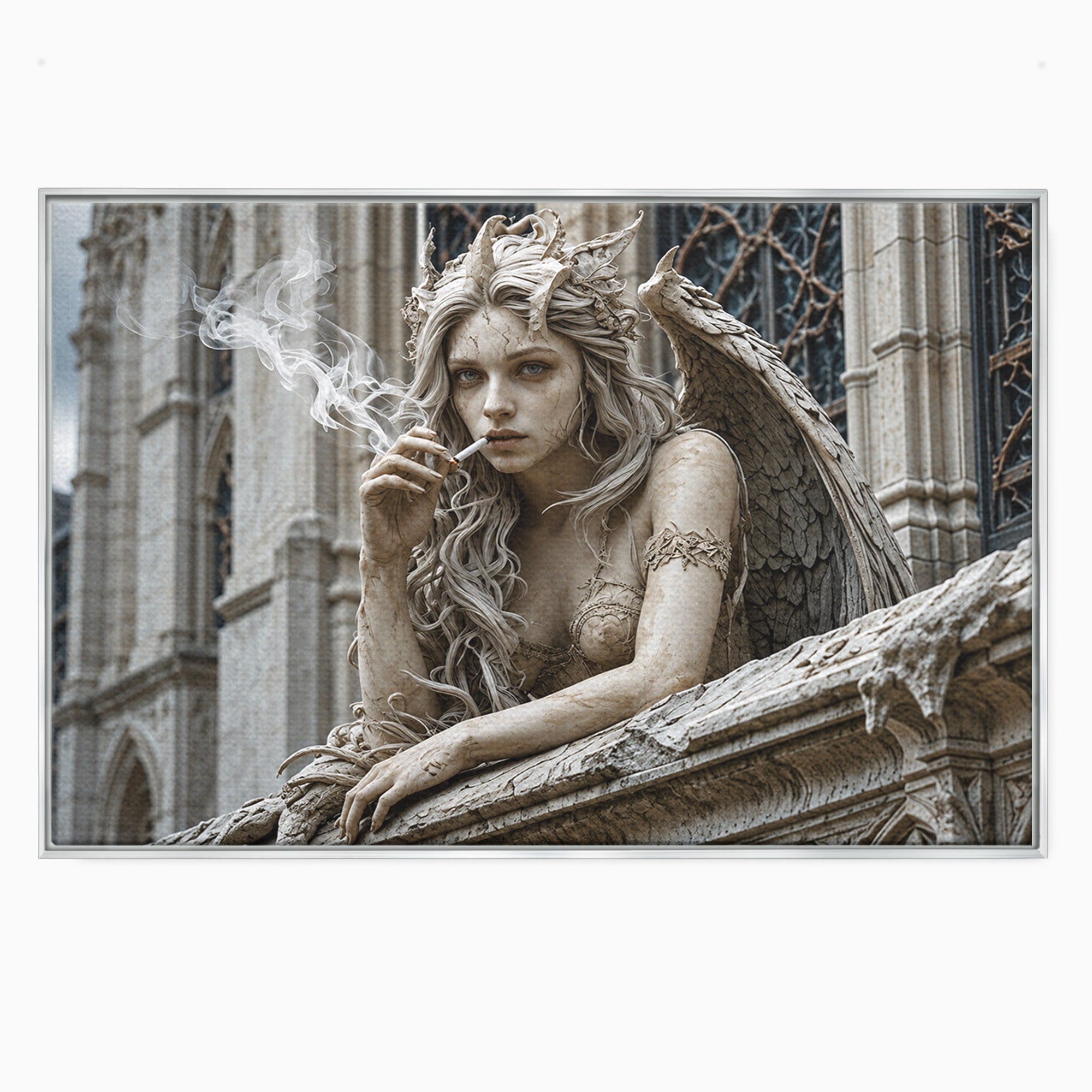 Tablou Canvas Premium LuxCanva® U1045, Ingerul Contemporan,  Statuie, Artistic, Contemporan, Mistic, Exterior, Inger, Dormitor, Culori Vibrante