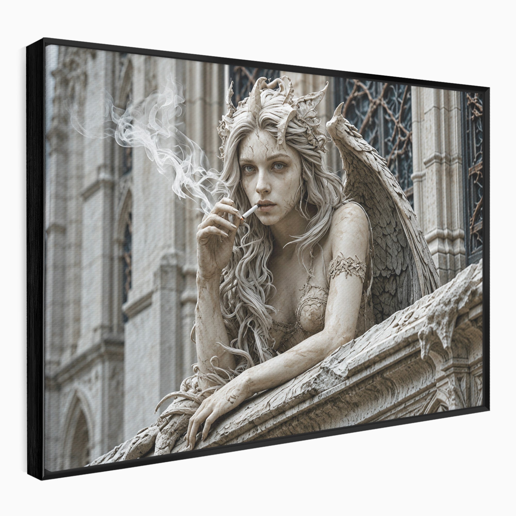 Tablou Canvas Premium LuxCanva® U1045, Ingerul Contemporan,  Statuie, Artistic, Contemporan, Mistic, Exterior, Inger, Dormitor, Culori Vibrante