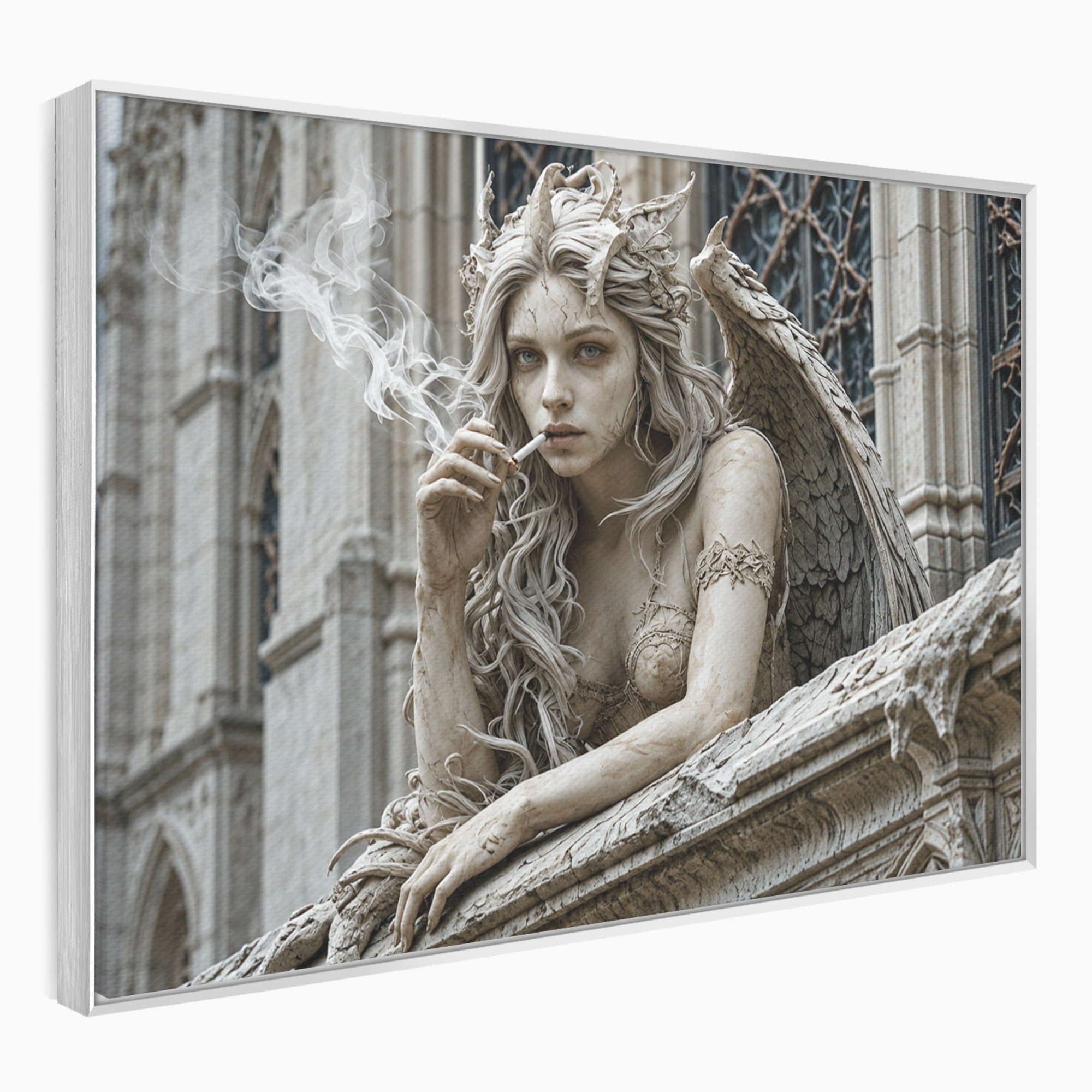 Tablou Canvas Premium LuxCanva® U1045, Ingerul Contemporan,  Statuie, Artistic, Contemporan, Mistic, Exterior, Inger, Dormitor, Culori Vibrante