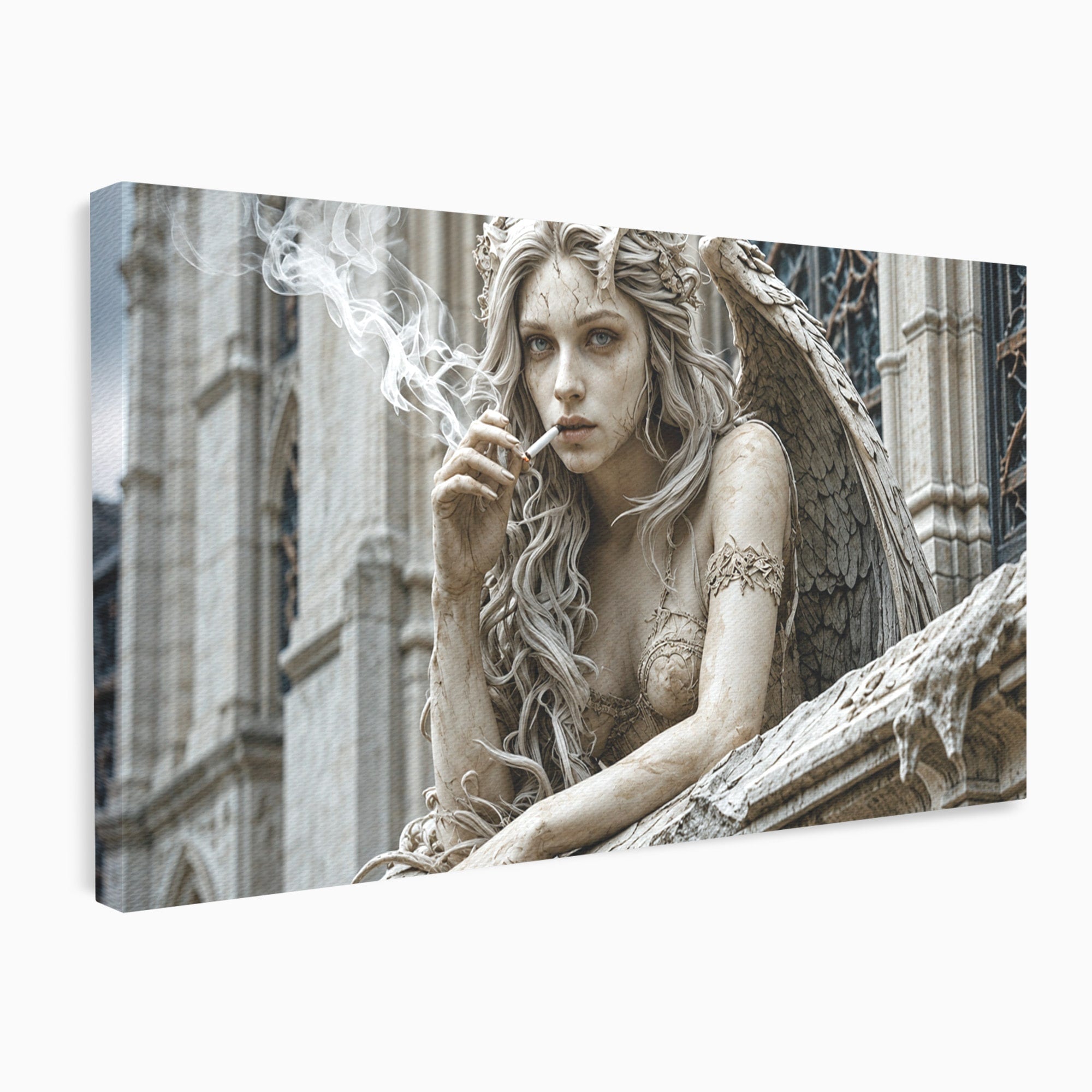 Tablou Canvas Premium LuxCanva® U1045, Ingerul Contemporan,  Statuie, Artistic, Contemporan, Mistic, Exterior, Inger, Dormitor, Culori Vibrante