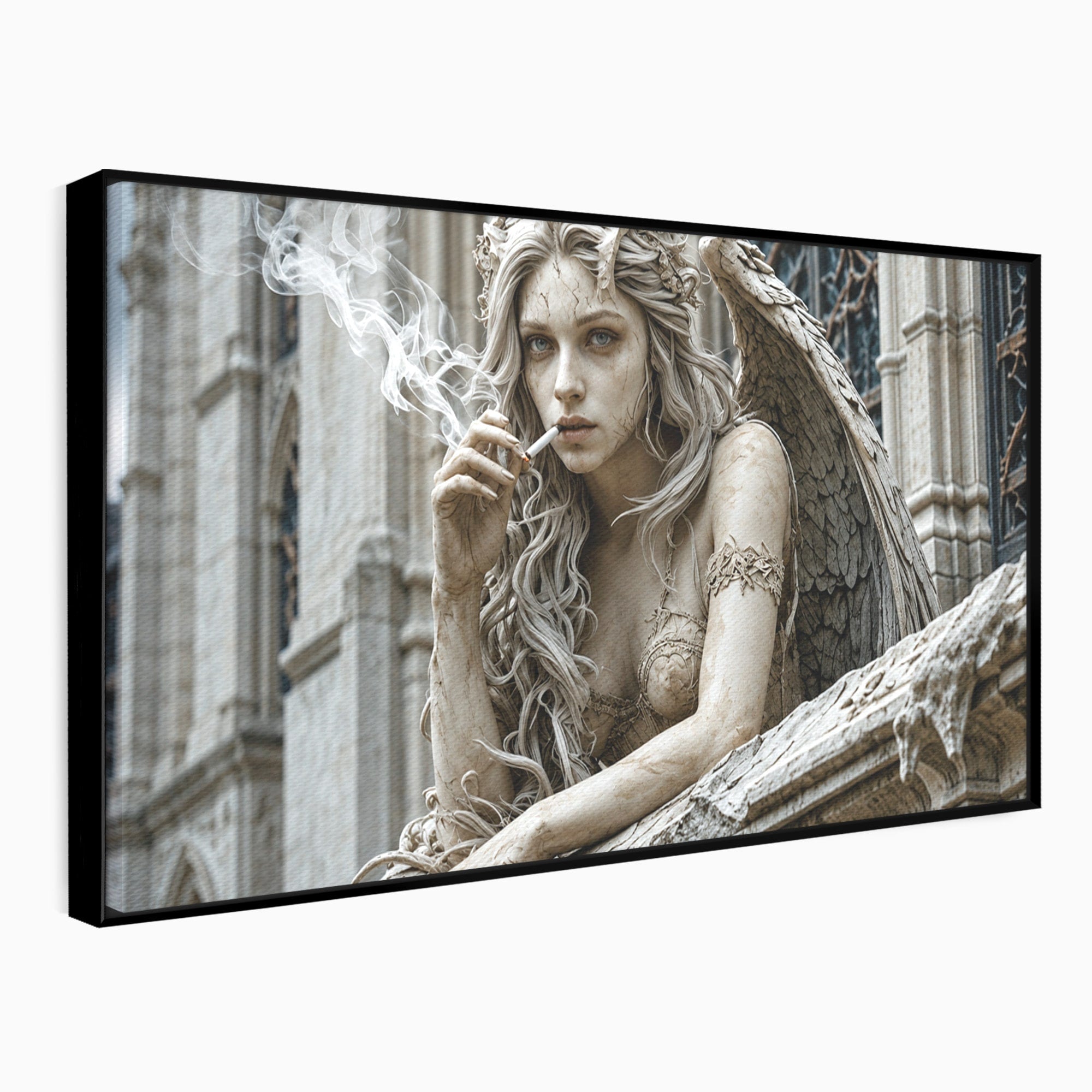 Tablou Canvas Premium LuxCanva® U1045, Ingerul Contemporan,  Statuie, Artistic, Contemporan, Mistic, Exterior, Inger, Dormitor, Culori Vibrante